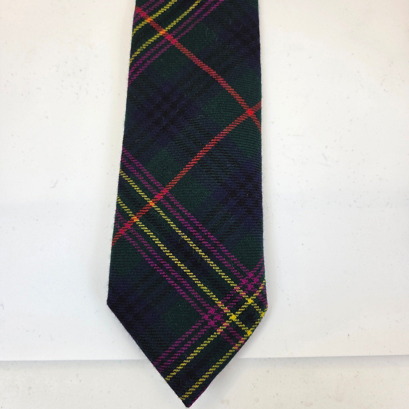 Original Scottish Kennedy Clan Tartan Pure Wool Tie Woven in Scotland 3"x57"
