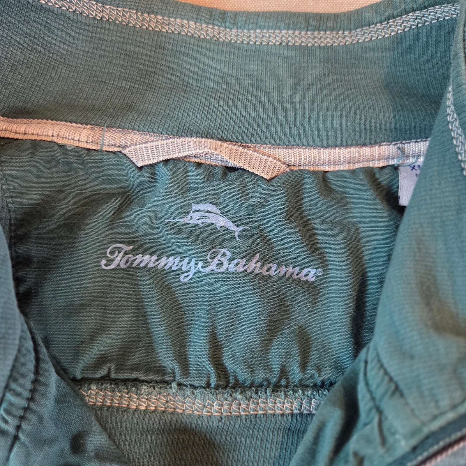 Tommy Bahama XL 1/4 Zip Pullover Sweater Blue Dolphin Logo Cotton Blend