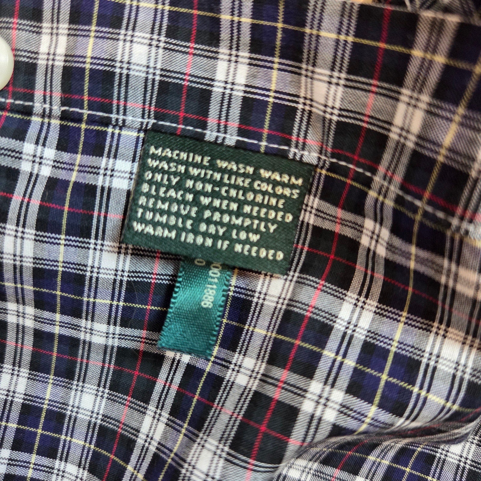 Lauren Ralph Lauren Classic Fit Non Iron Plaid Shirt 17 34/35 Cotton