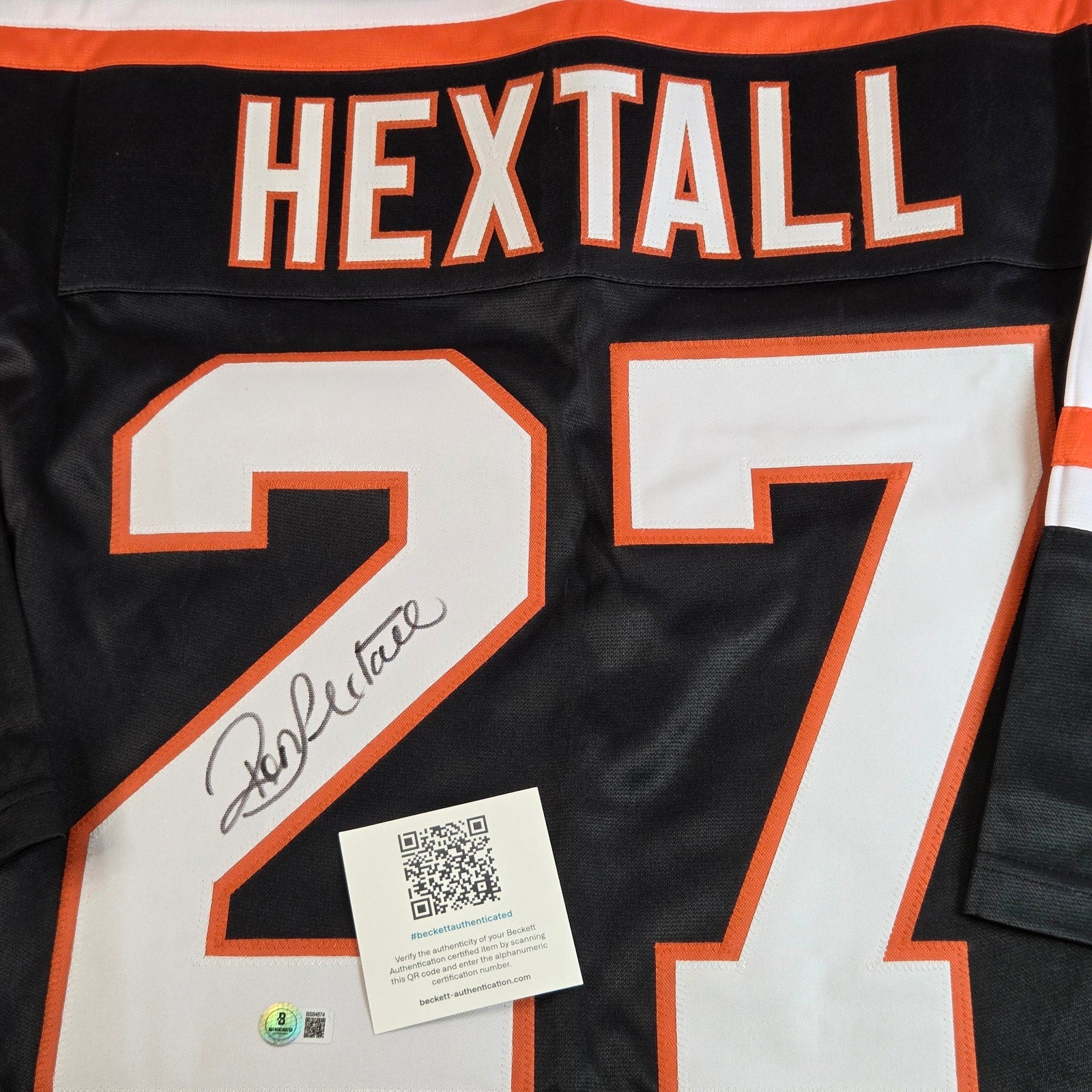 Ron Hextall #27 Flyers Black Signed Jersey Beckett Authenticated XL