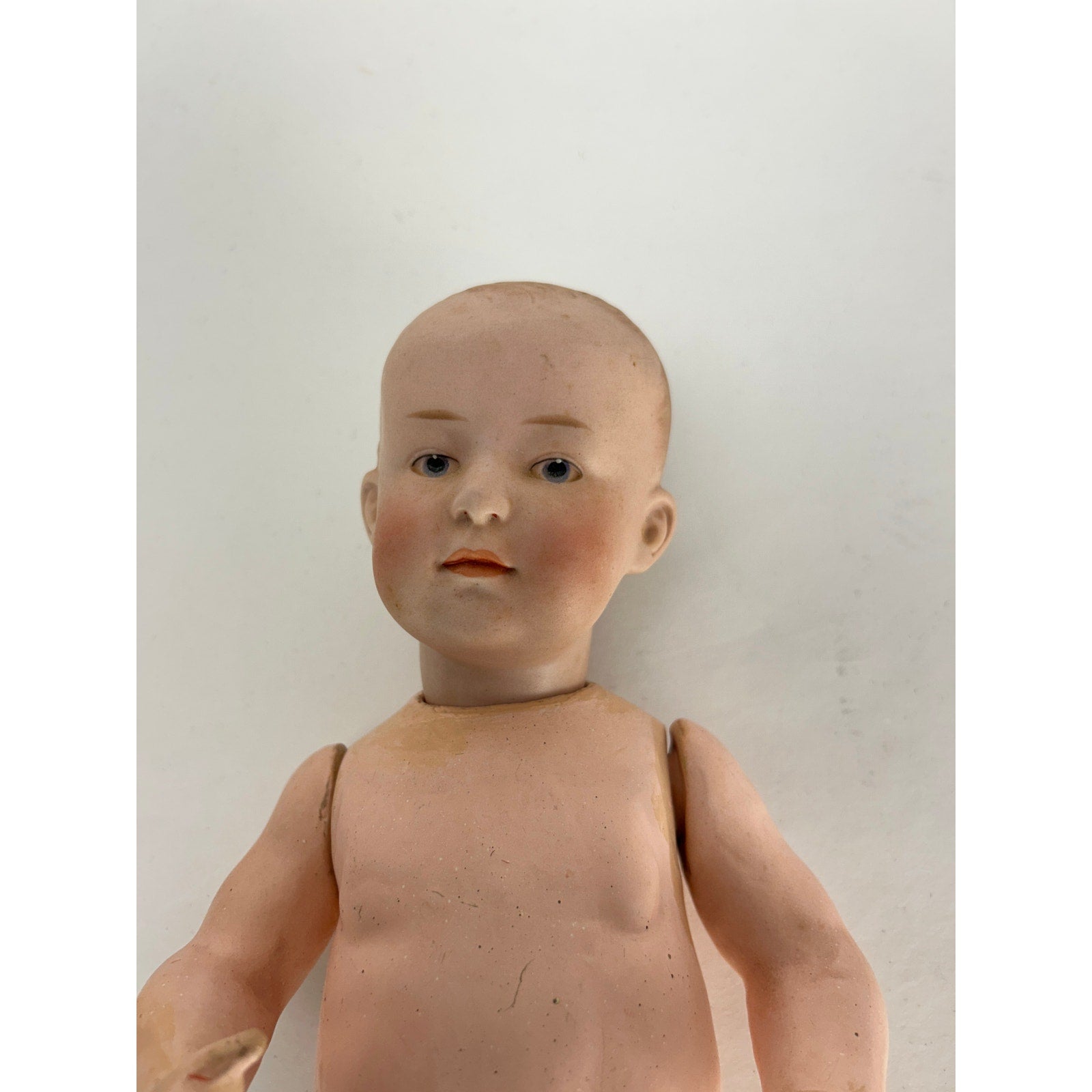 Antique Gebruder Heubach 12" Baby Boy Doll – With Bisque Head & Composition Body