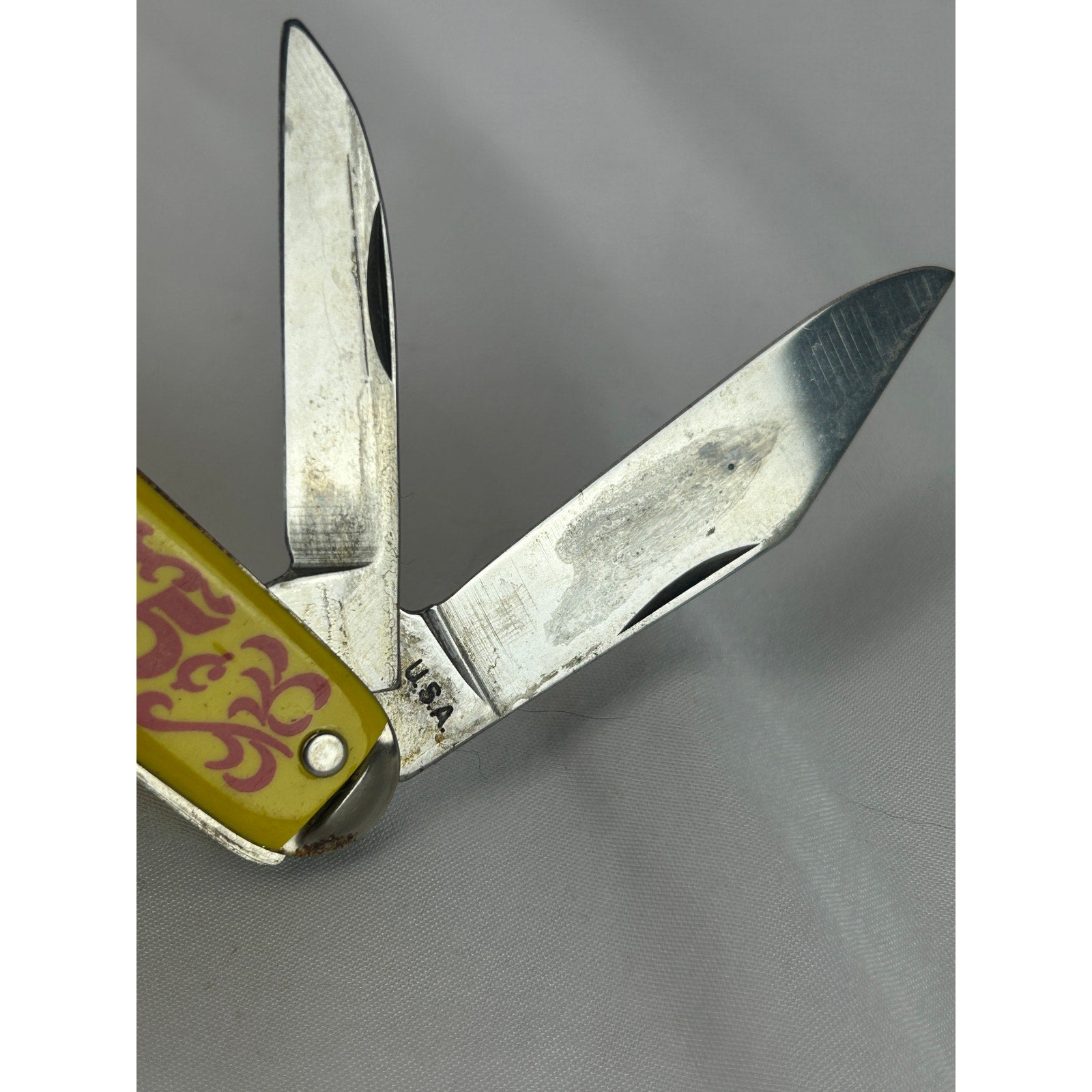 Vintage Coca Cola 5 Cent Yellow Advertising 2 Blade Pocket Knife USA Made