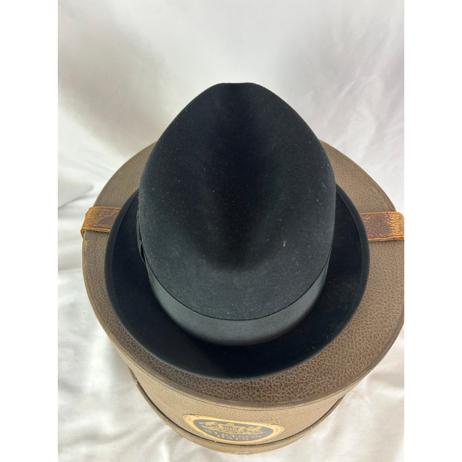 Vintage Royal Stetson Black Fedora Hat 7 1/8 Fur Felt With Box