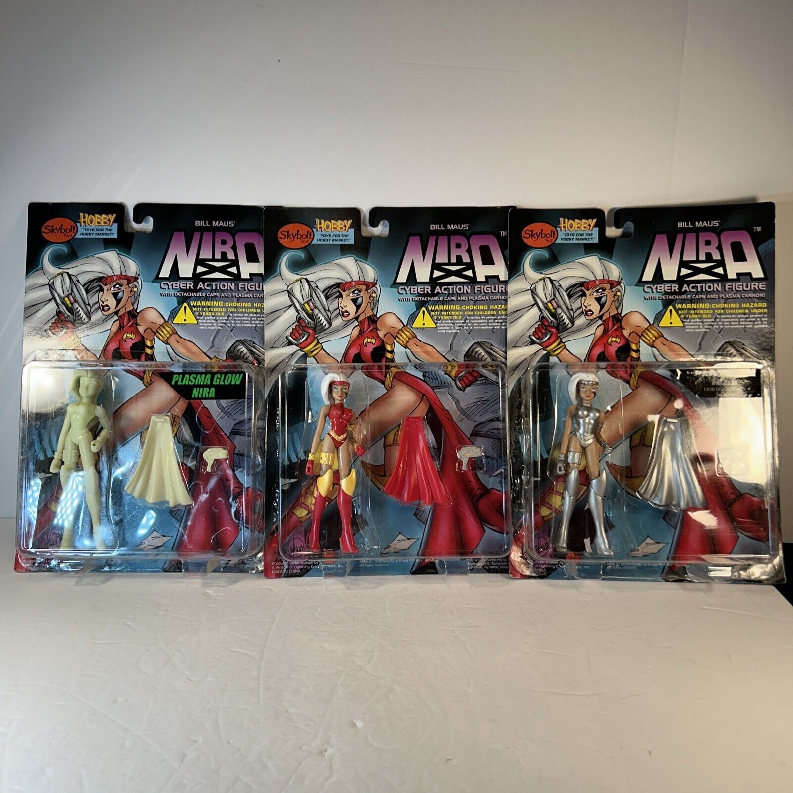 1997 Skybolt, Bill Maus NIRA X Cyber Action Figure Plasma, Glow, Platinum Hobby
