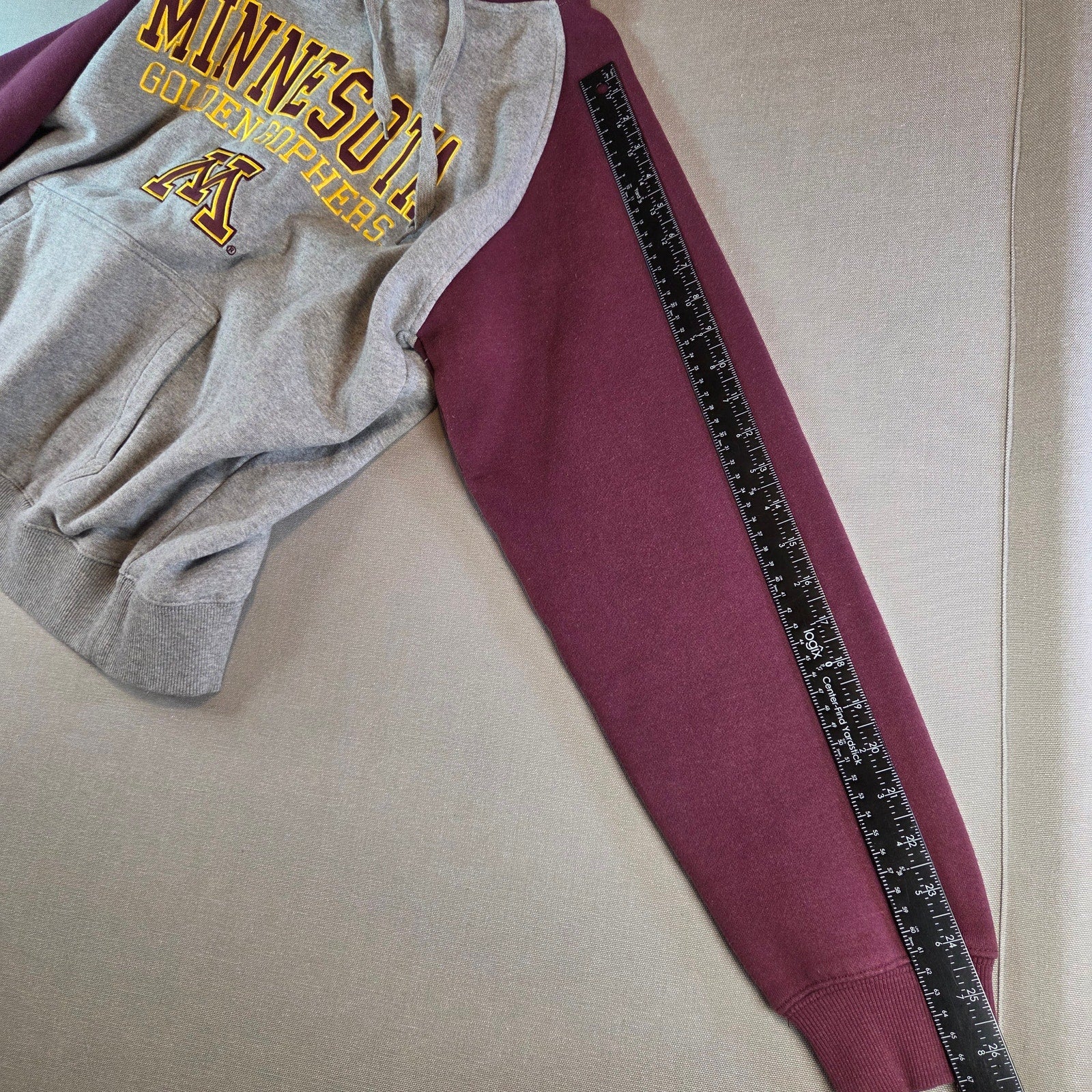 Minnesota Golden Gophers Hoodie Campus Heritage Gray Maroon Size L Pullover