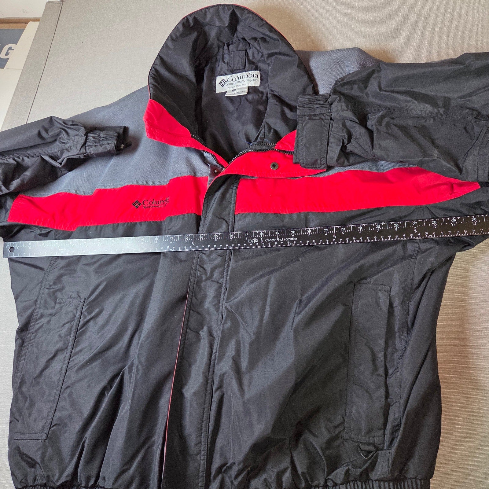 Columbia Bugaboo Jacket Mens XL Gray Red Nylon Shell Only Vintage
