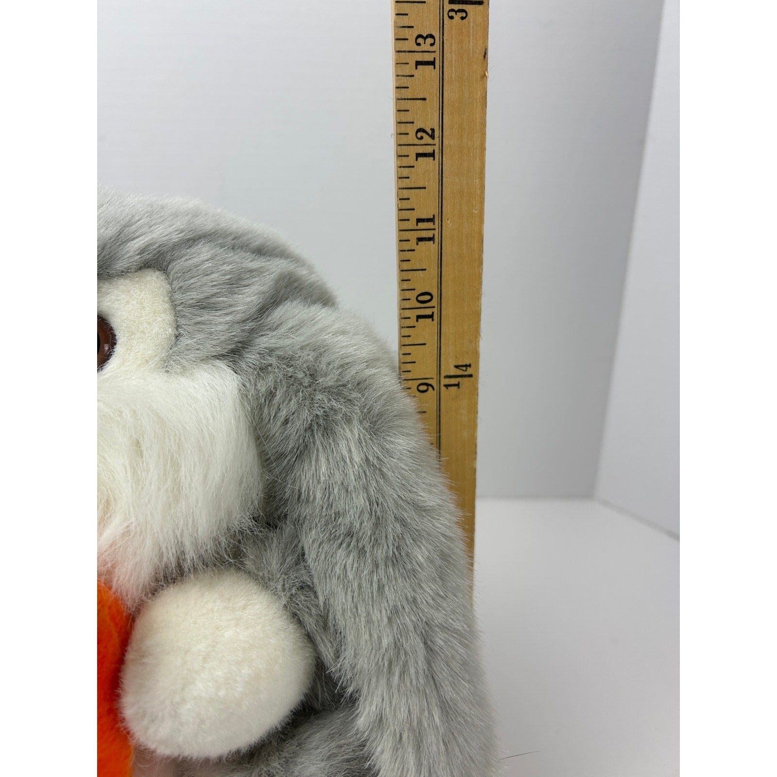 Aurora Plush Easter Bunny Gray Rabbit Holding Carrot Stuffed Animal