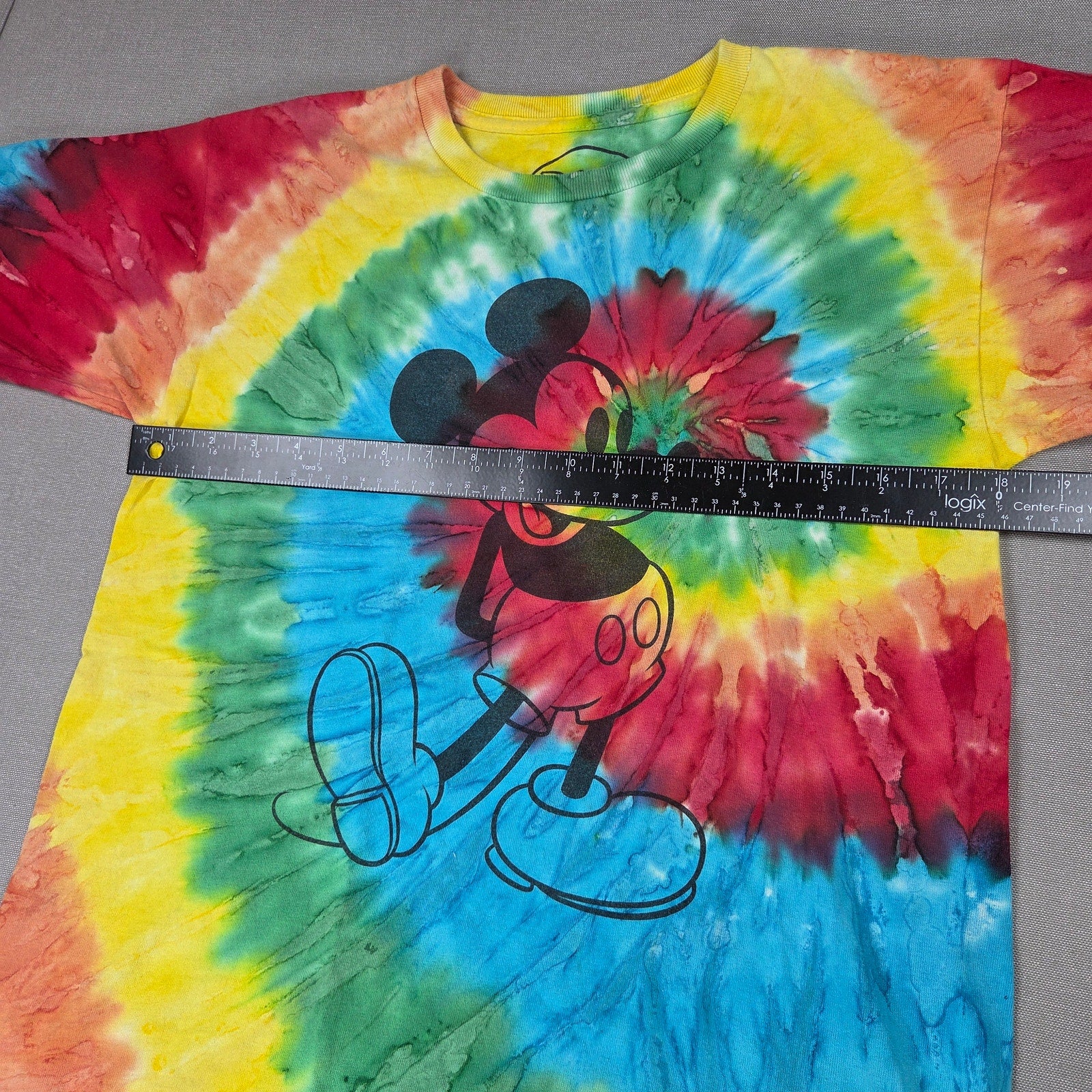 Disney Mickey Mouse Tie Dye Graphic T Shirt Adult Large Rainbow Spiral Tee