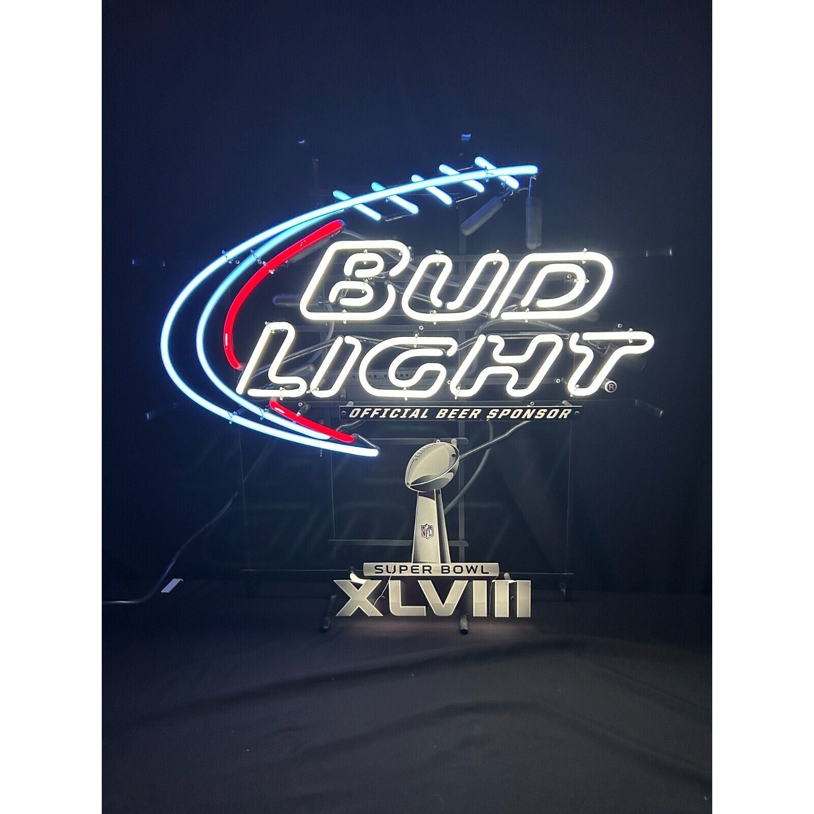 Bud Light Super Bowl XLVIII Neon Sign Beer Bar NFL Man Cave Light – Tested
