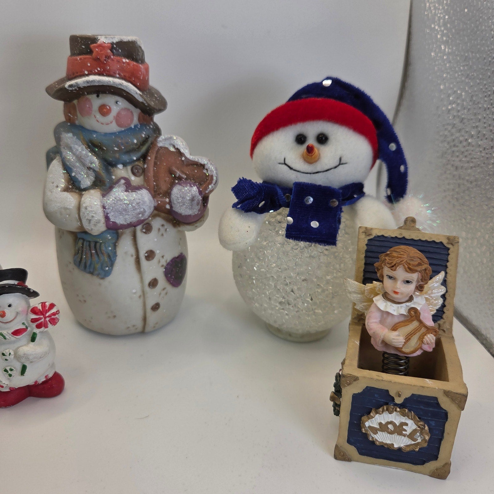 Lot of 6 Snowman & Angel Christmas Figurines Holiday Decor