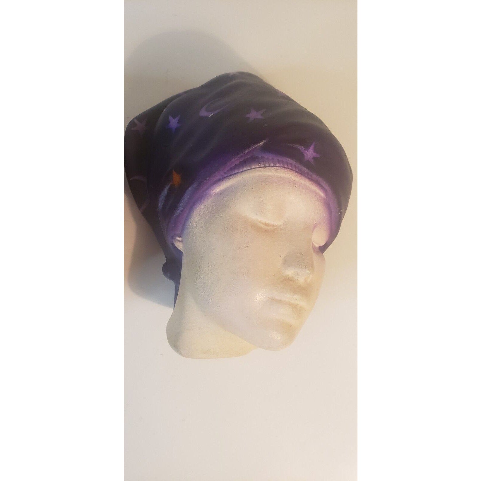 Pair Vintage Chalkware Wall Busts – Women w/ Purple Star Headwraps