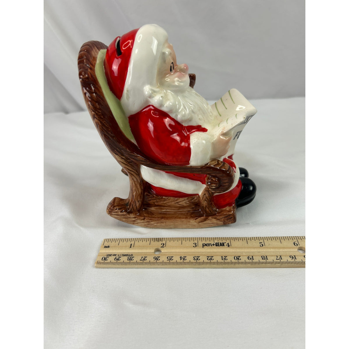Vintage Lefton Santa Claus Christmas Fund Coin Bank Rocking Chair Japan