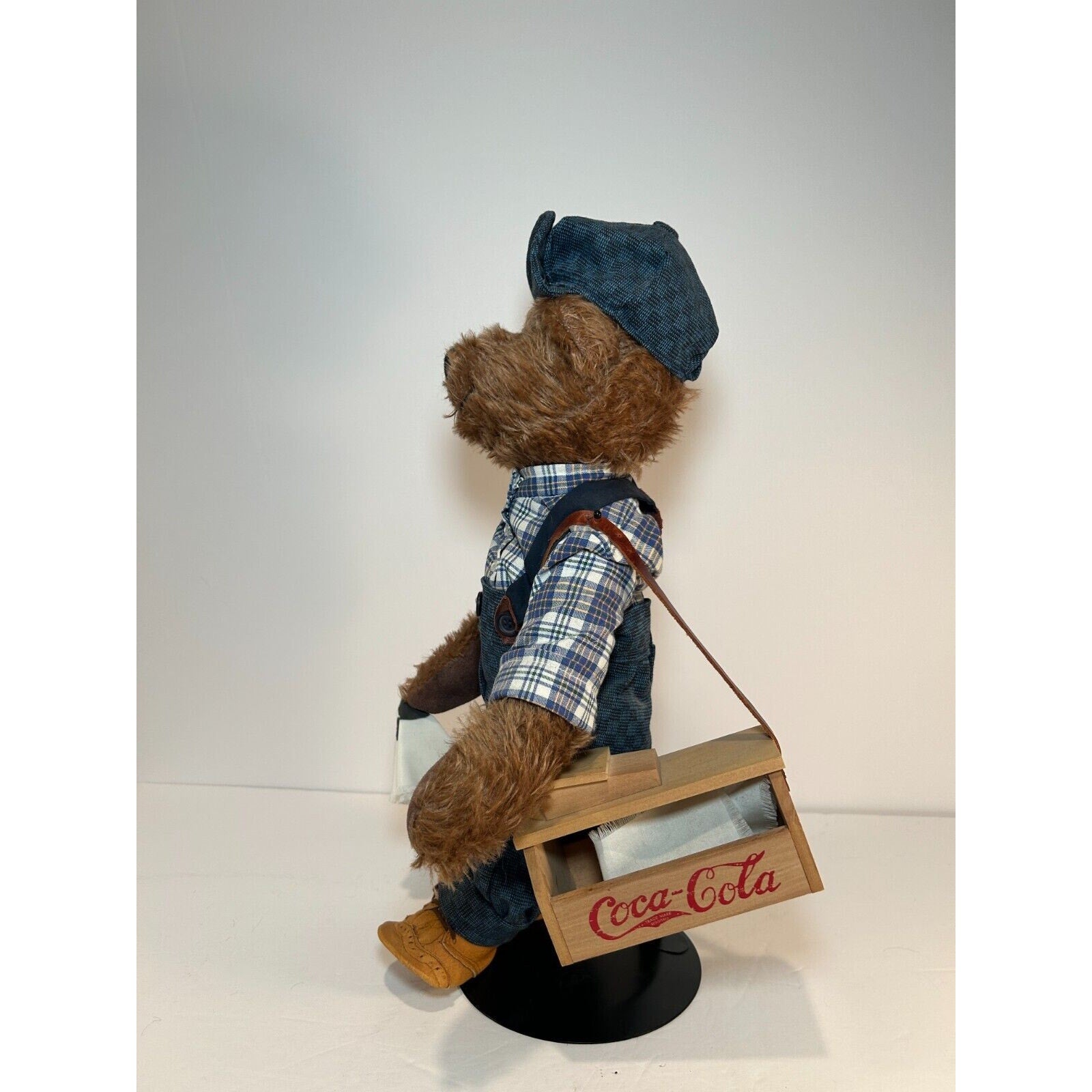 Franklin Mint Coca-Cola Mohair Bear Sammy w/ Hat & Shine Box – Rare