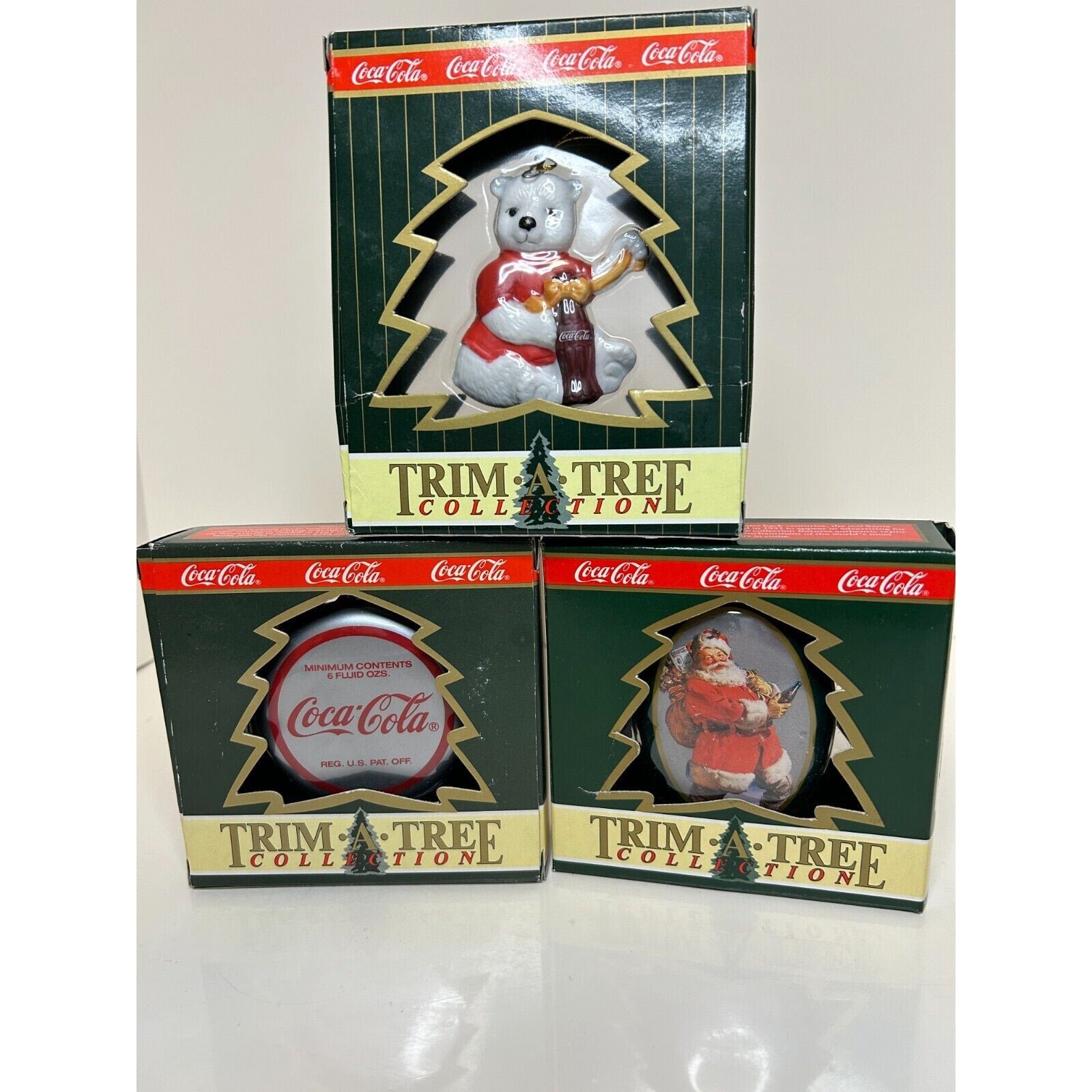 Coca-Cola Trim-A-Tree Collection Ornaments Set of 3 – Vintage 1990s x85