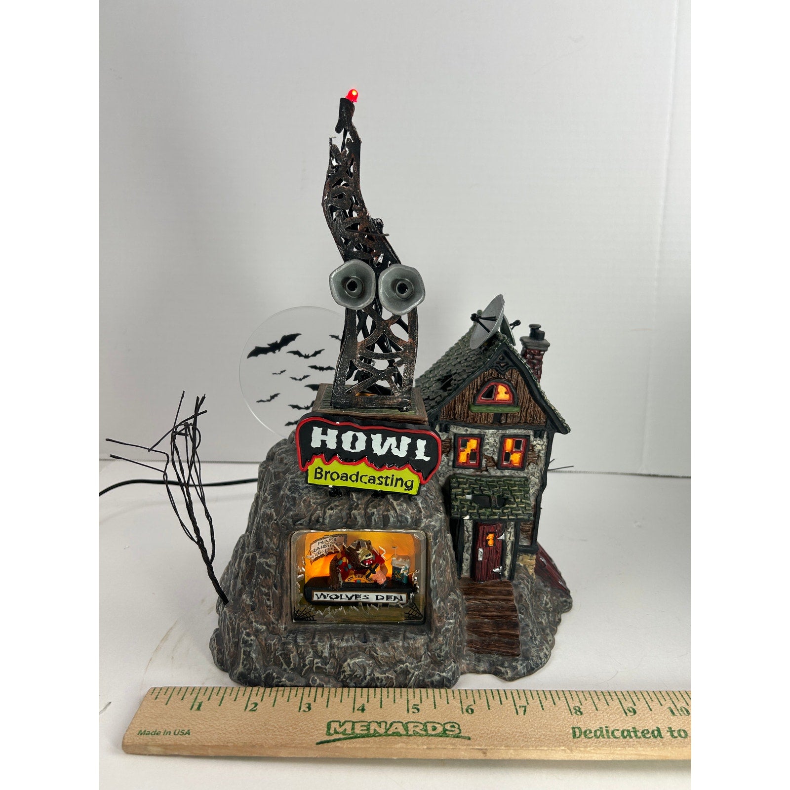 Department 56 HOWL Broadcasting Snow Village Halloween Lighted Radio House