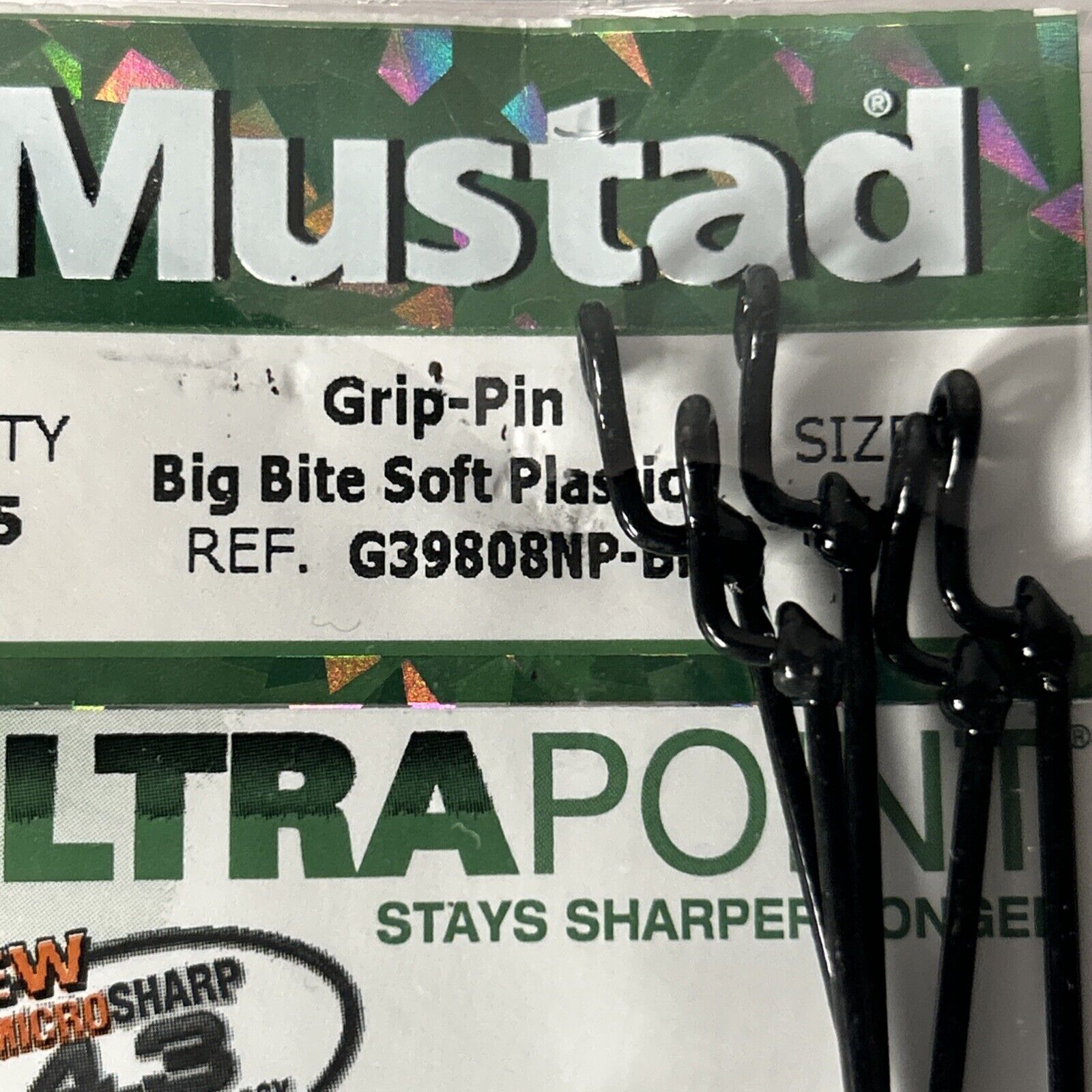 5 Mustad Grip-Pin Big Bite Soft Plastics G39808NP-BN Size 5/0