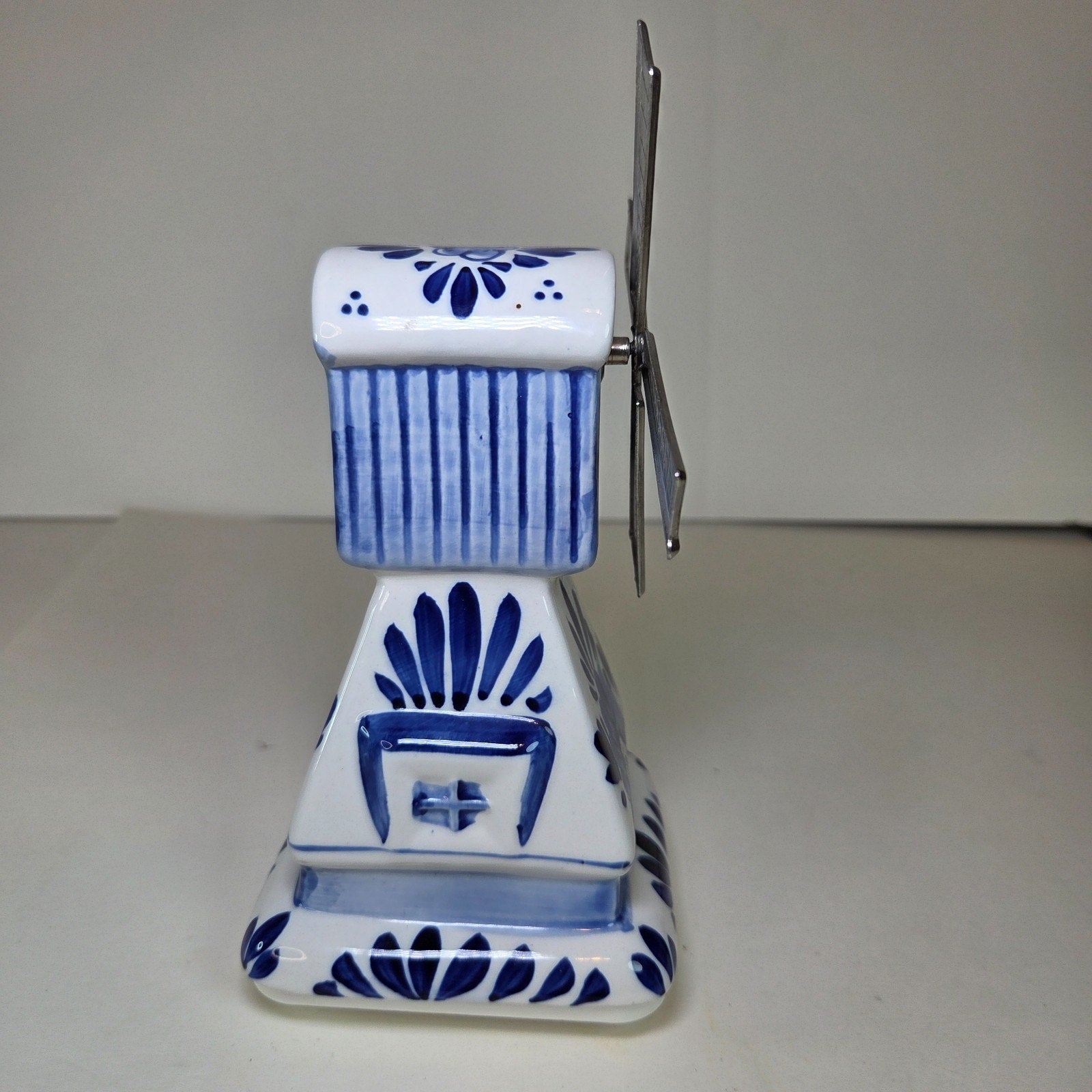 Delft Blue Elesva Windmill Figurine Holland 7" Ceramic Music Box (Non-Working)