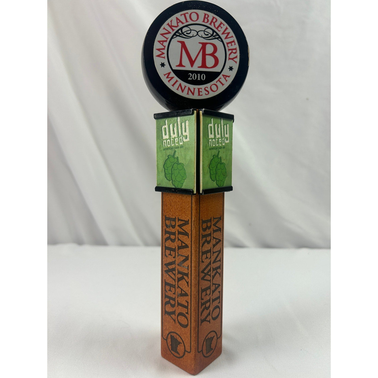 Mankato Brewery Duly Noted Pale Ale Beer Tap Handle Minnesota Wood Breweriana