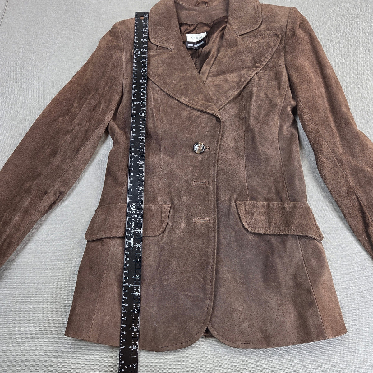 Vintage Brown Suede Leather Blazer Jacket Womens 7/8 Hong Kong Unbranded Coat