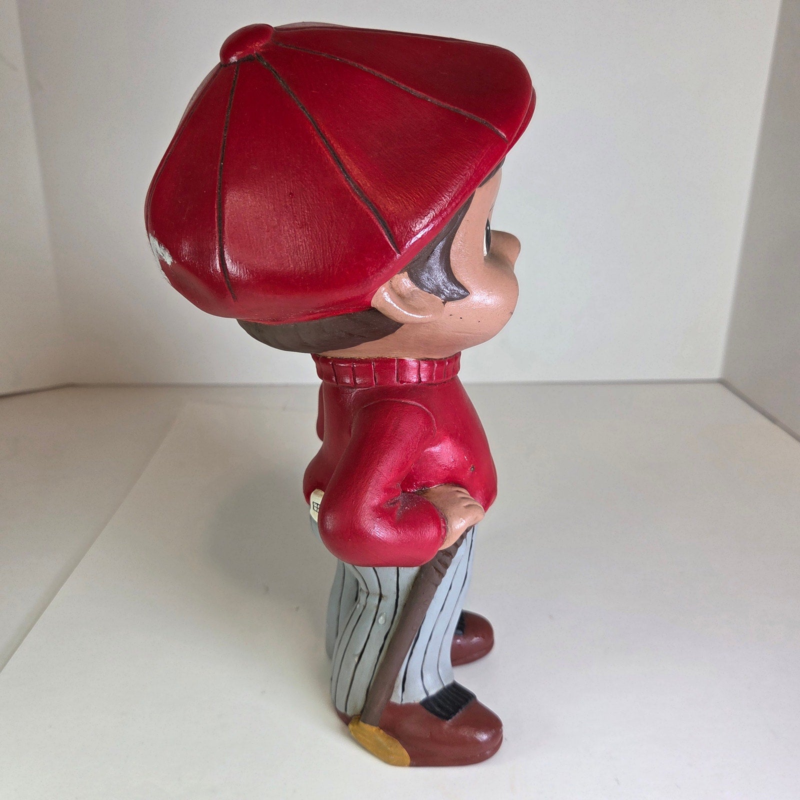Vintage Monico Ceramics Golfer Boy Figurine Red Cap Golf Bag 1970s 9.75” Tall