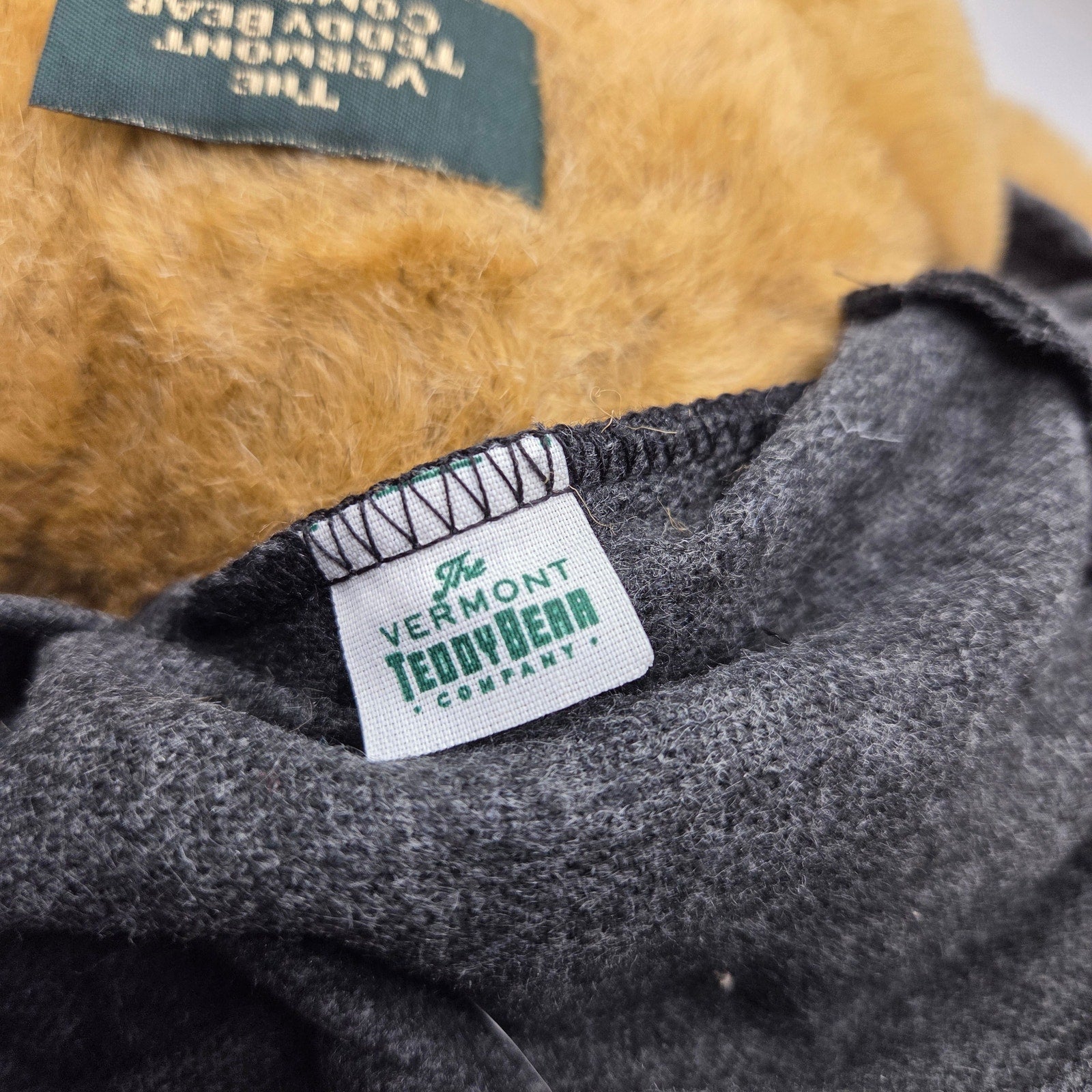 Vermont Teddy Bear Co 1994 Jointed Bear w Pink Plaid Outfit & Purse Made USA