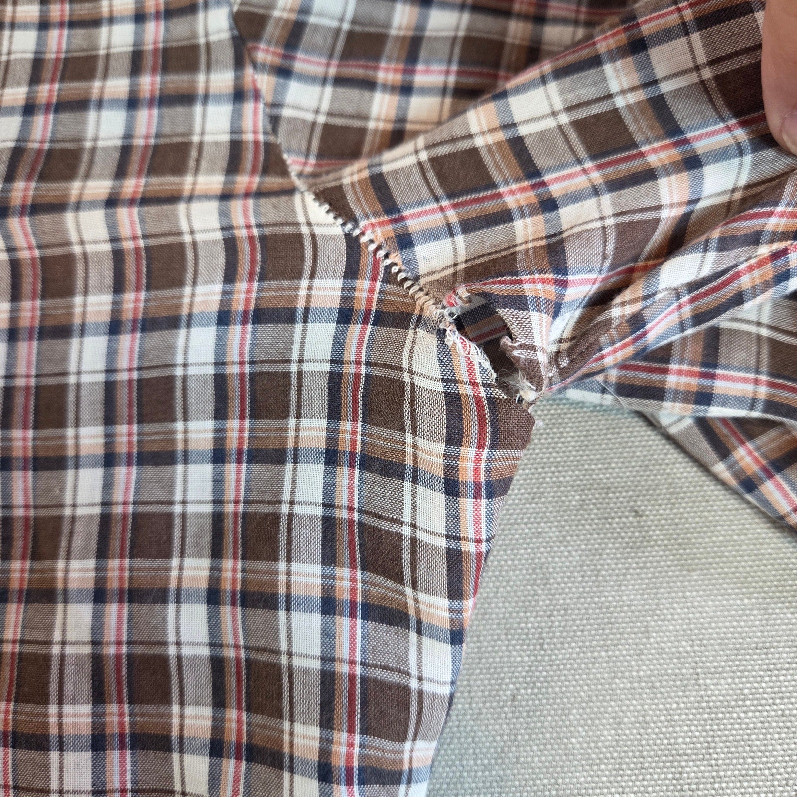 Vintage Youngbloods Western Pearl Snap Plaid Shirt Brown Tan Red Size M