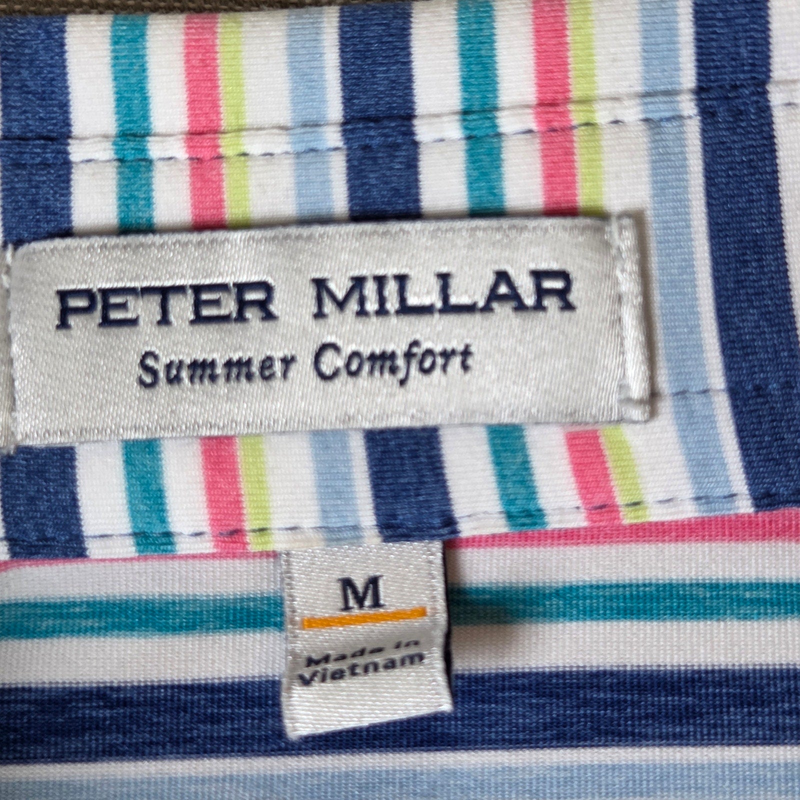 Peter Millar Summer Comfort Golf Polo Shirt Striped Performance Men M