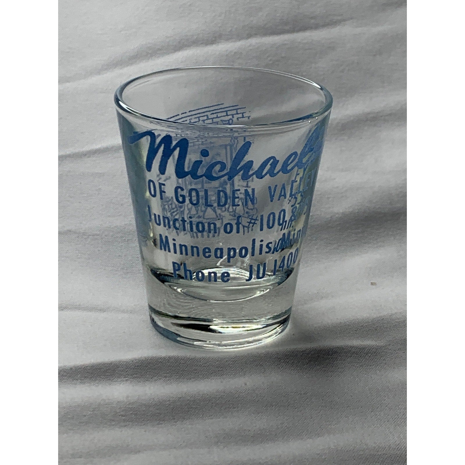 Vintage 1950s Michael’s Golden Valley MN Advertising Shot Glass JU 1400