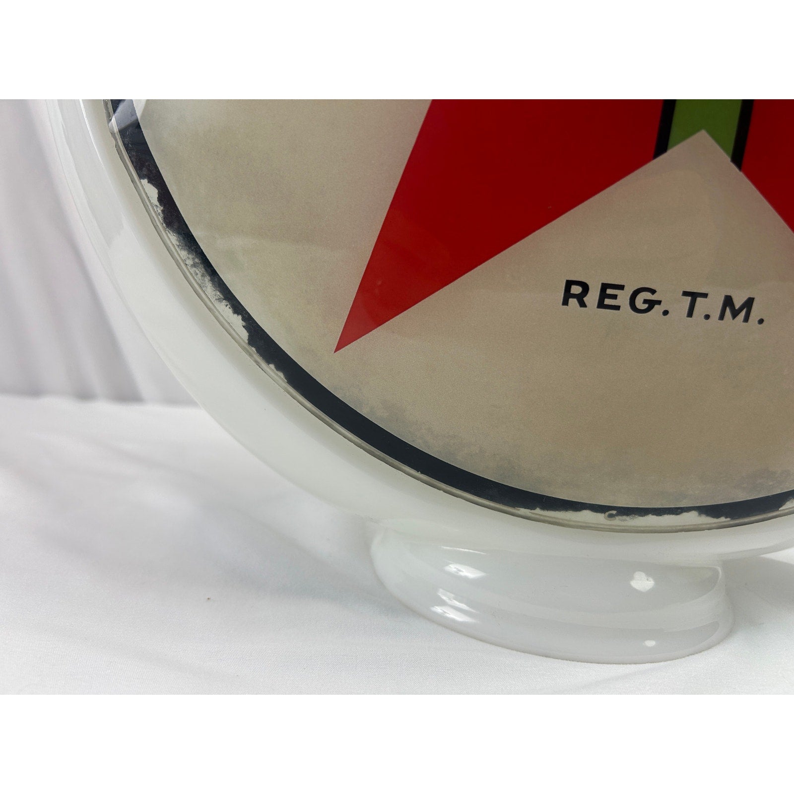 Vintage Texaco Gas Pump Globe Milk Glass Red Star Green T Service Station Sign