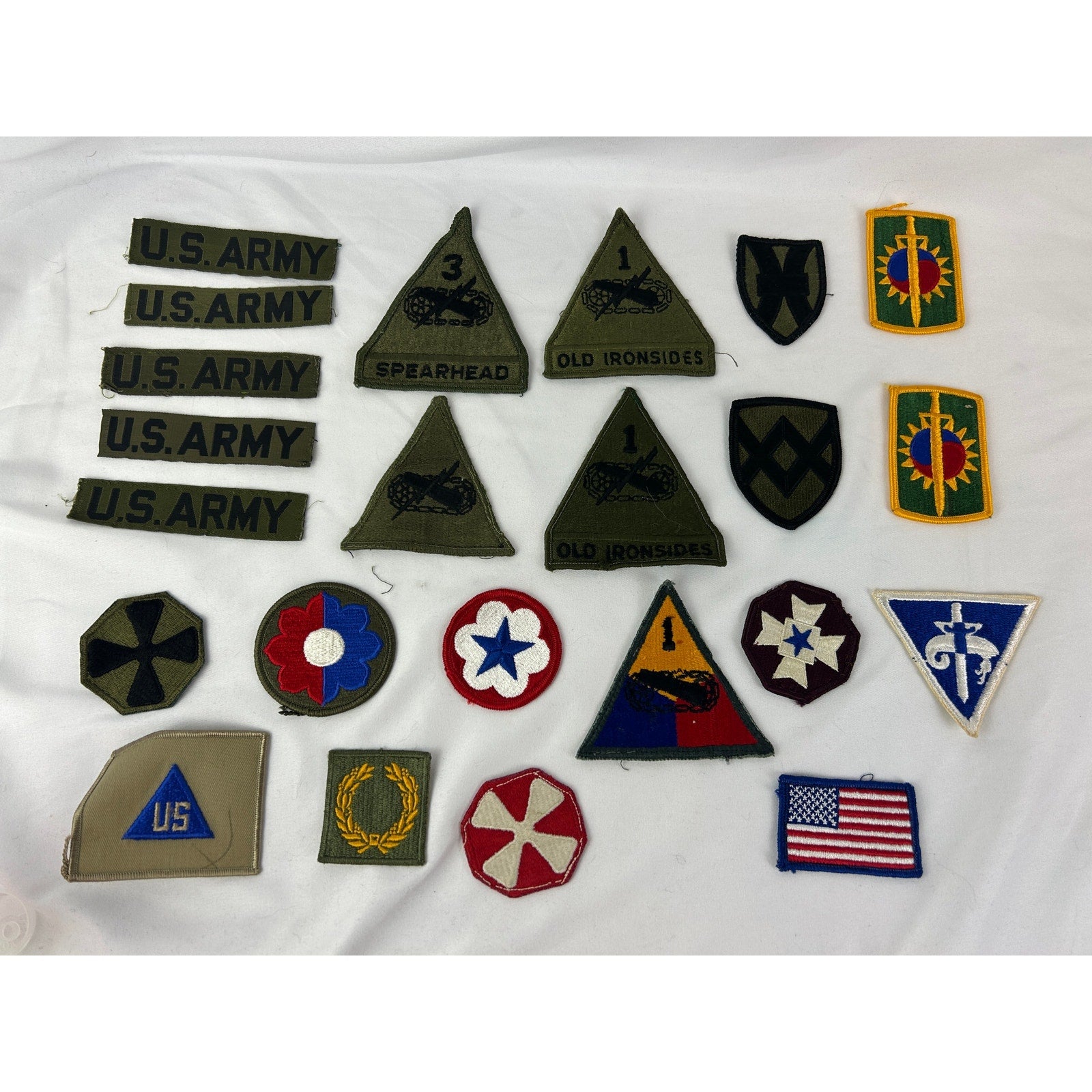 Vintage US Army Patches Lot USAR Strips Armor Division Patches 23 pcs