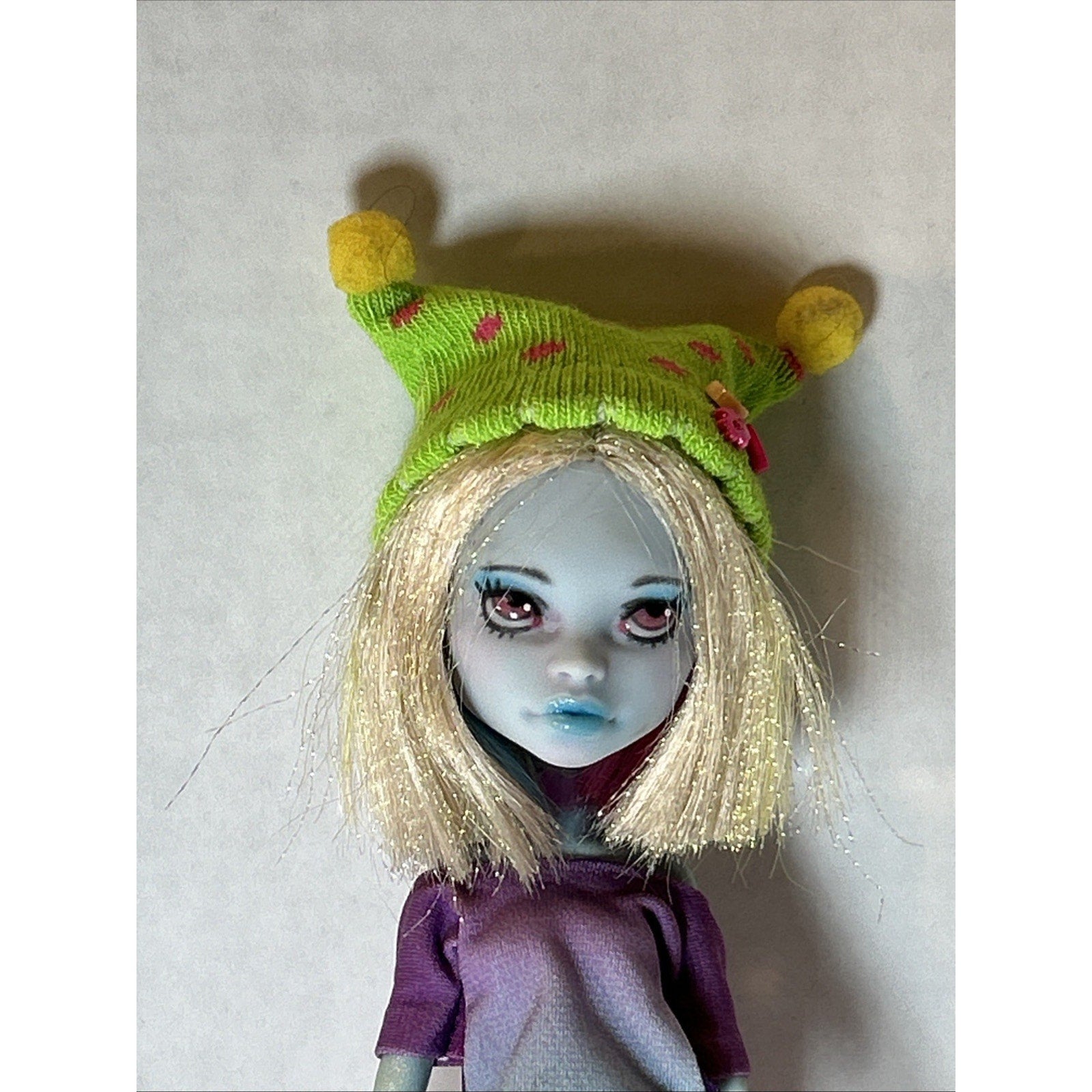 OOAK Repaint Monster High BJD Doll Blonde Hair Green Hat Pink Skirt Boots