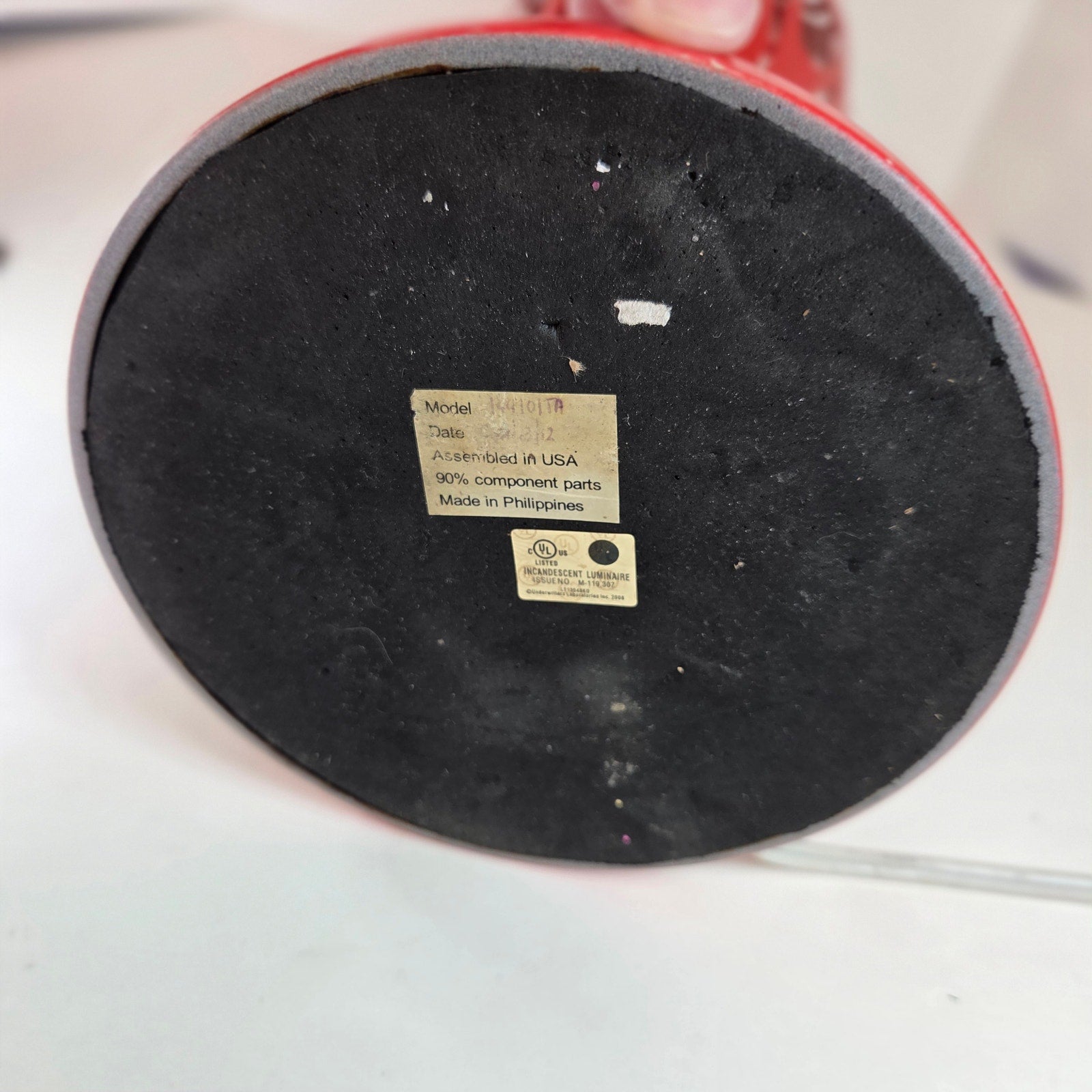 Retro Red Metal Cutout Table Lamp, 19.5″ Tall, Plug-In, Mid-Century Style