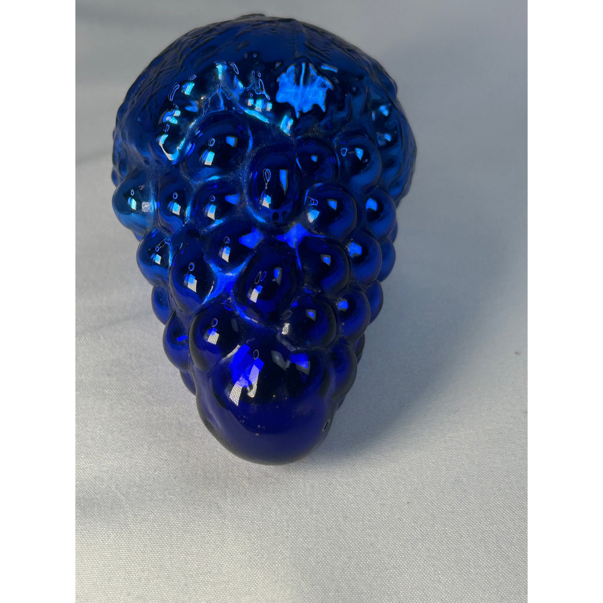 Antique 1800s German Kugel Cobalt Blue Grape Cluster Christmas Ornament 4"