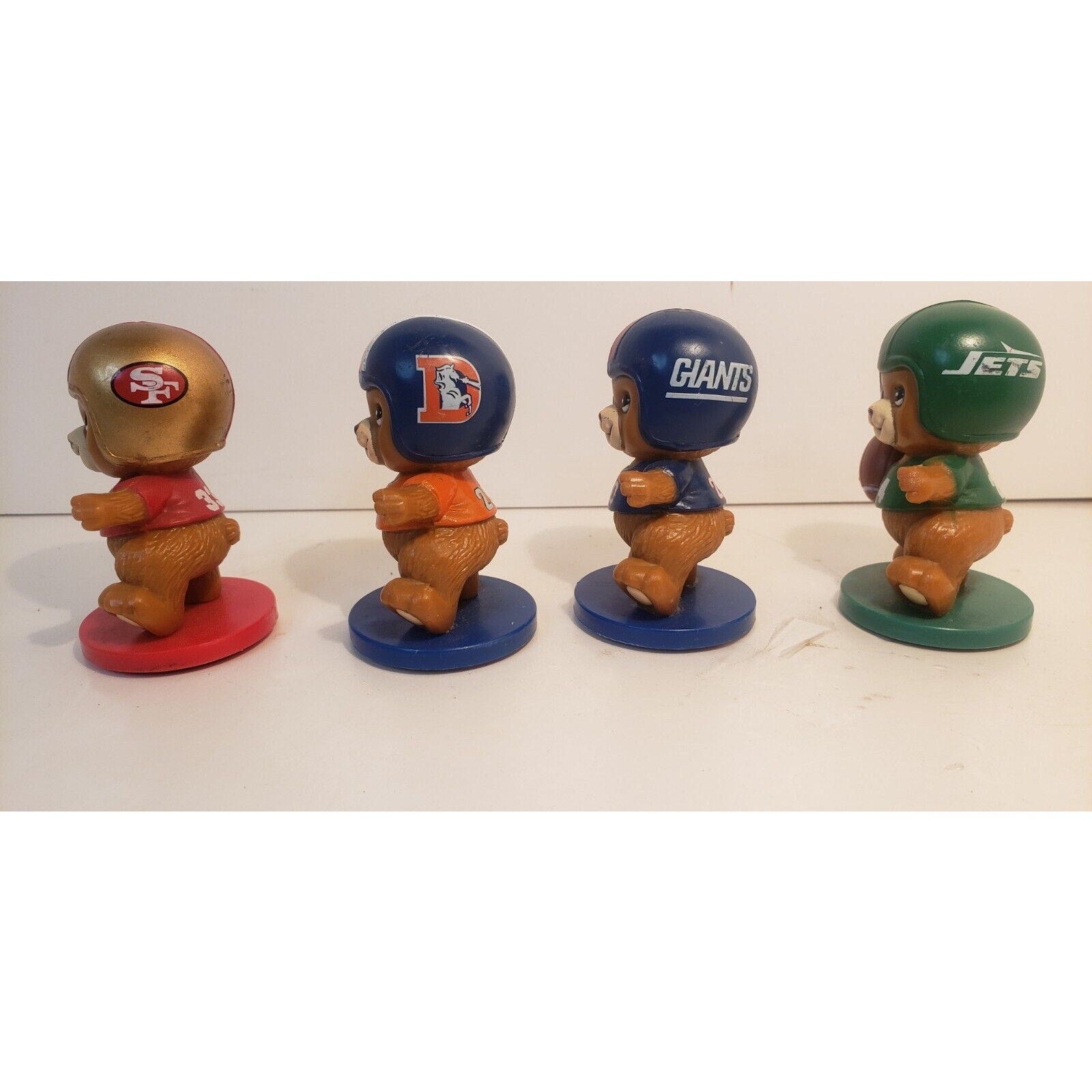 Russ Berrie NFL Bear Stamp Figures 49ers Broncos Giants Jets Vintage Lot 4