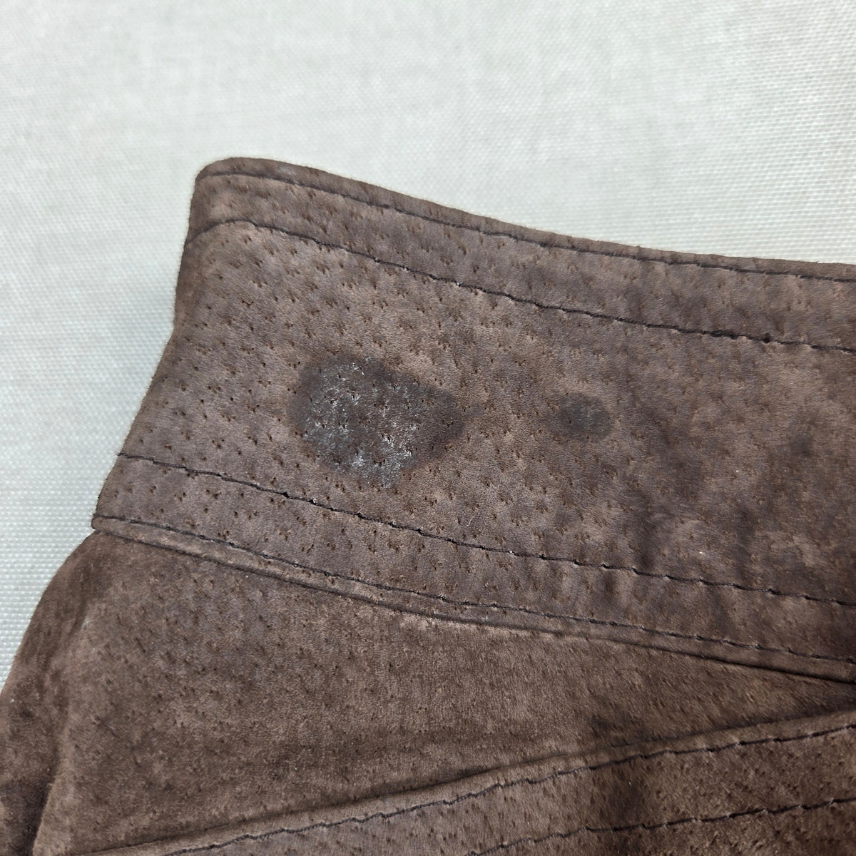 Vintage Brown Suede Leather Pants Womens 7/8 Talon Zip Hong Kong Wide Leg