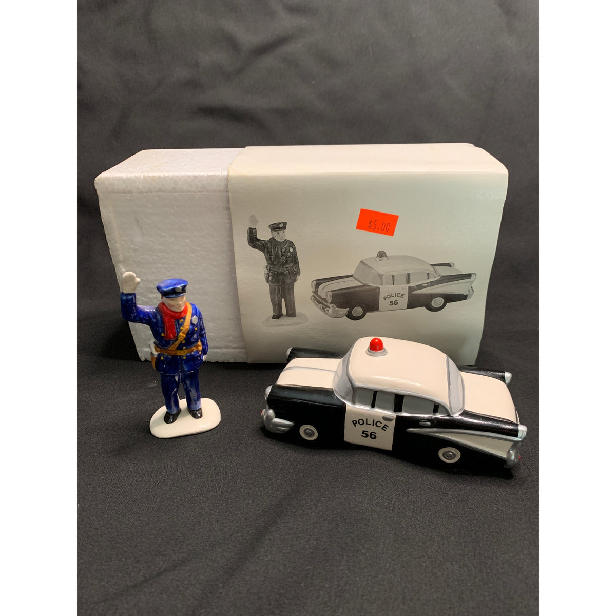 Department 56 Snow Village Calling All Cars 5174-8 Police Car Officer Retired