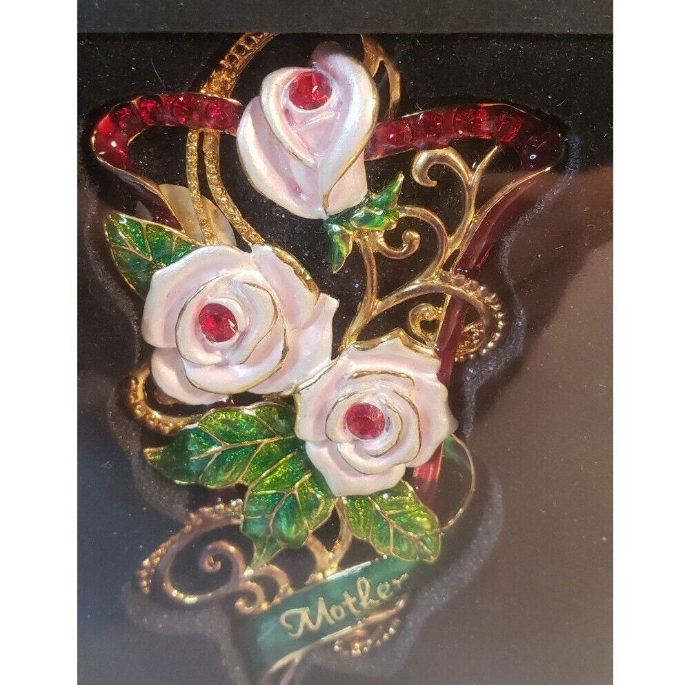 Enesco Treasure Tree Mother Ornament Rose Floral Enameled Boxed Gift