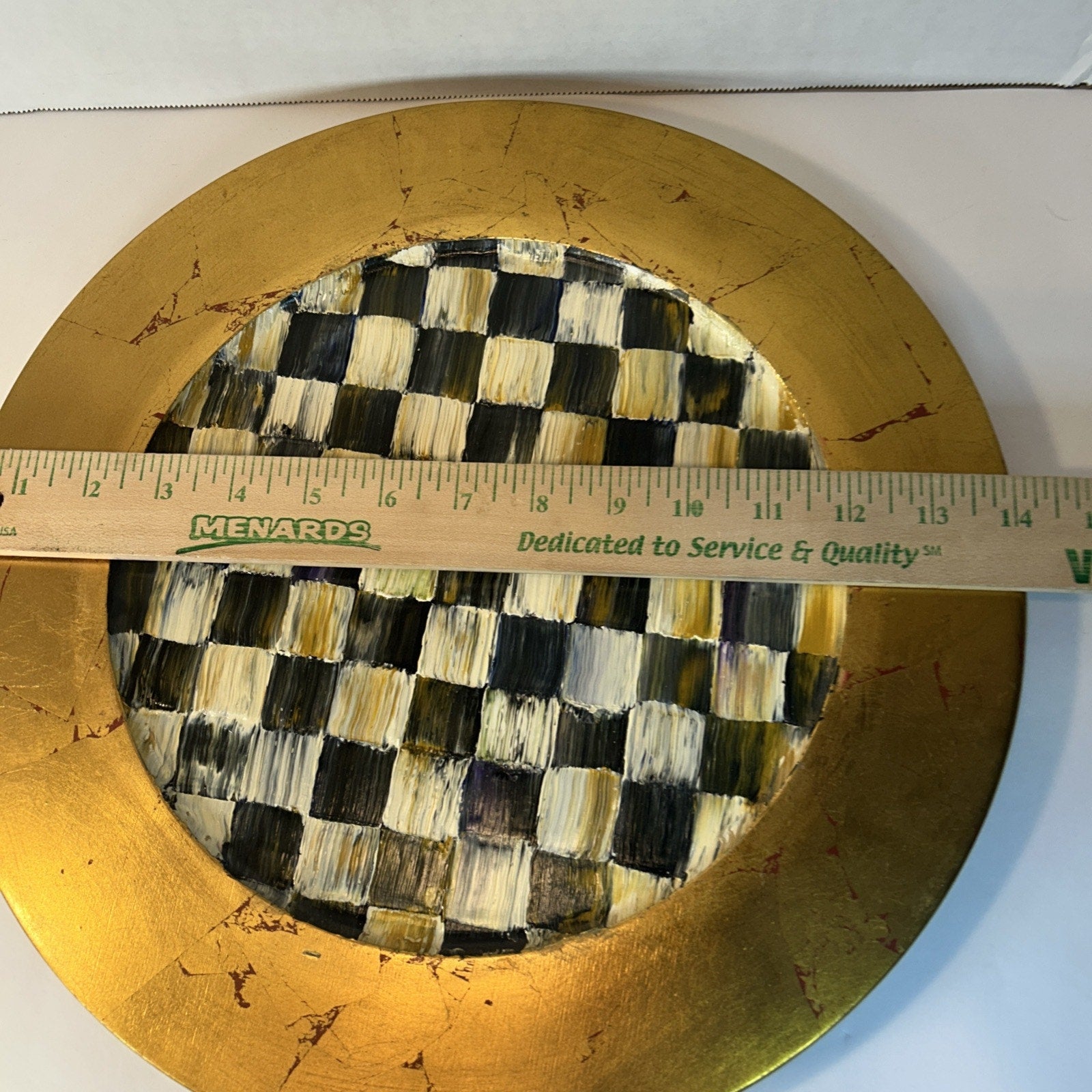 MacKenzie-Childs Glass Cake Dome Courtly Check Charger Plate 14” Aurora NY