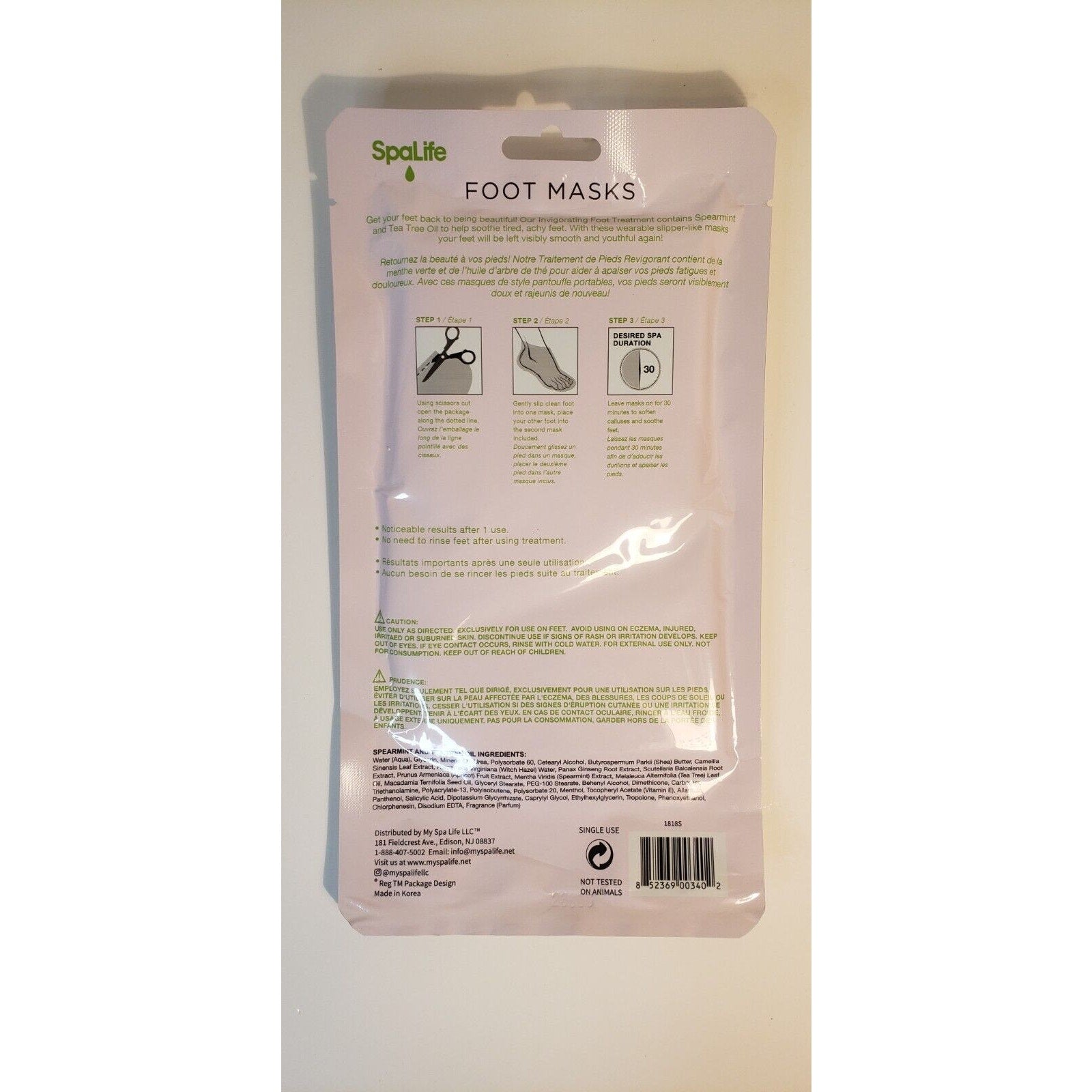 NEW Spa Life Invigorating Spearmint & Tea Tree Oil Foot Sockies