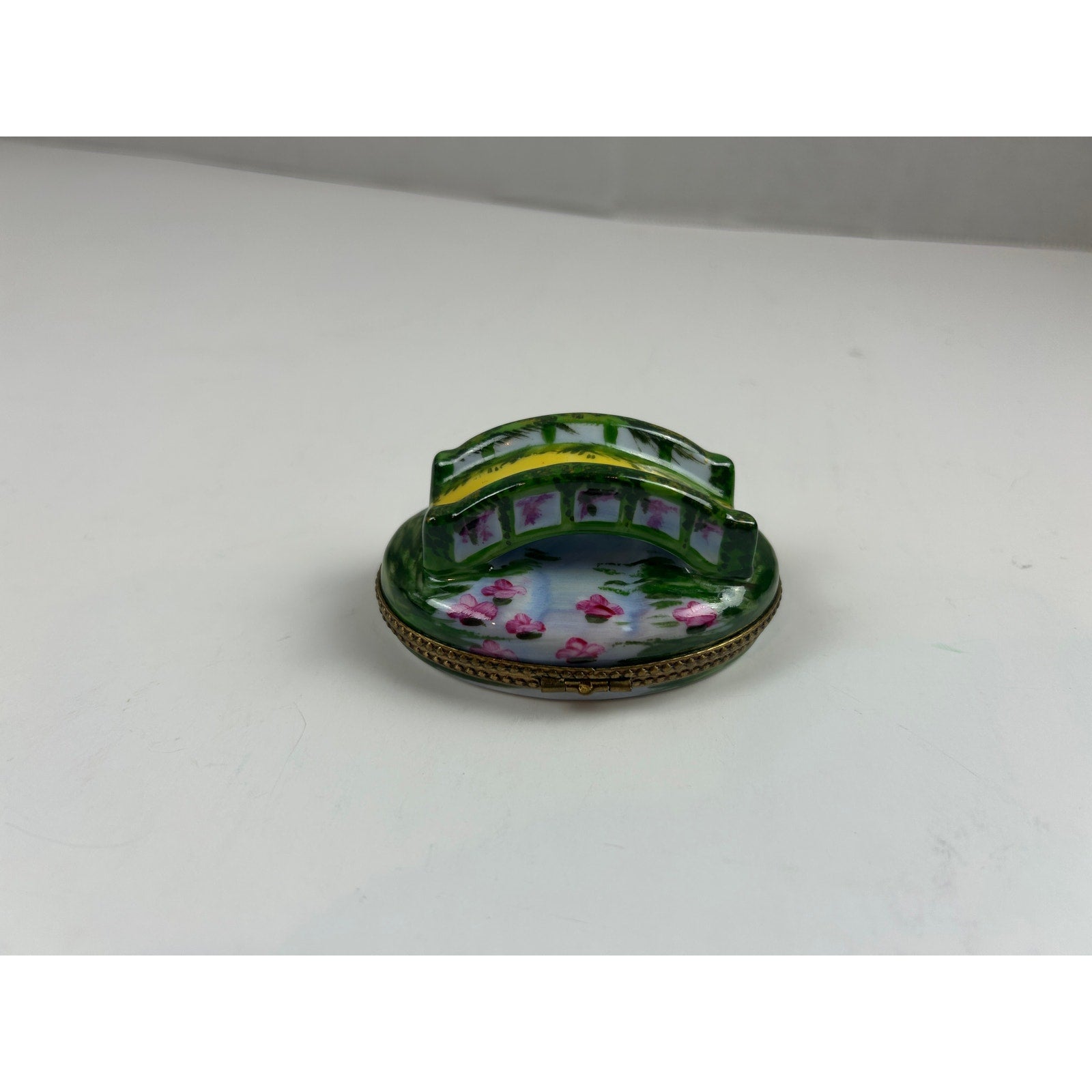 Limoges France Hand Painted Bridge Trinket Box Peint Main