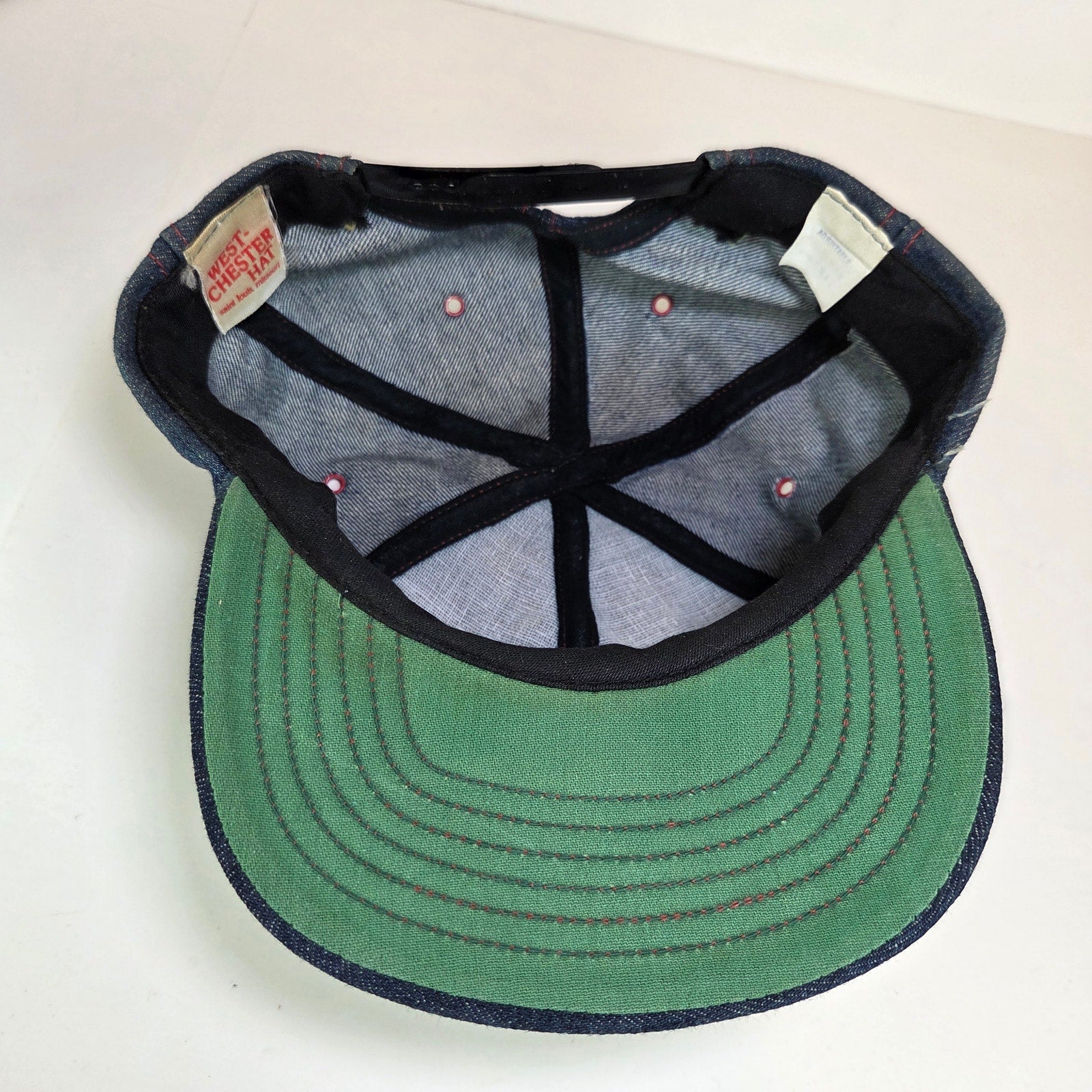 Vintage Budweiser Denim Snapback Hat 80s West-Chester St Louis USA Made Beer Cap