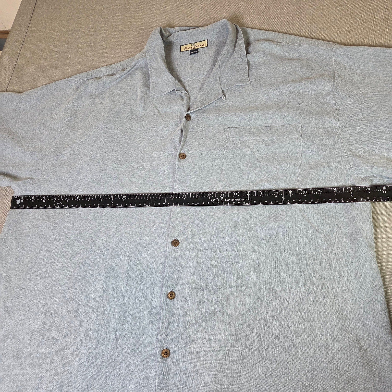 Tommy Bahama Relax Silk Camp Shirt XXL T30440 Pigment Washed Button Front Blue