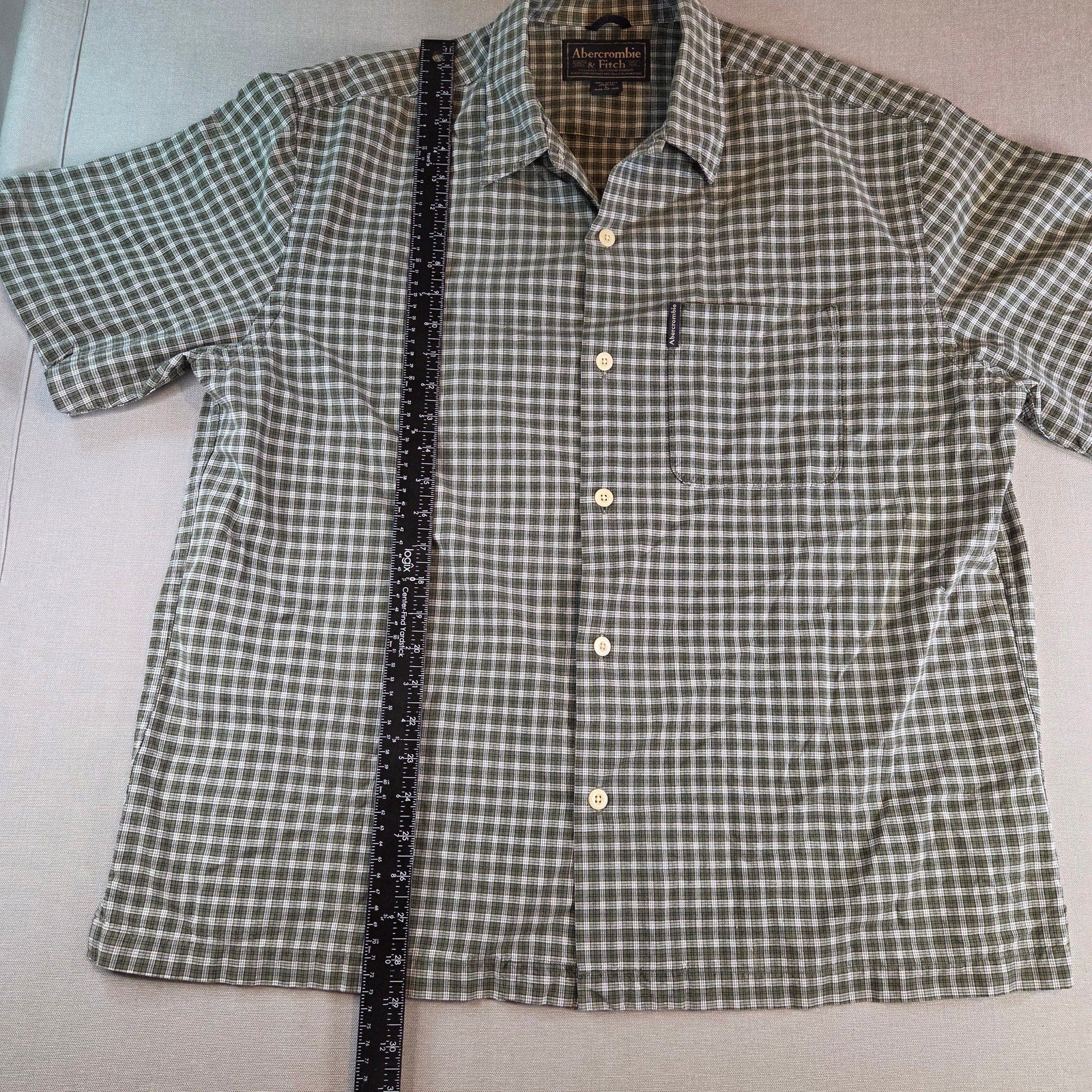 Abercrombie & Fitch Plaid Button Down Shirt L Short Sleeve Cotton