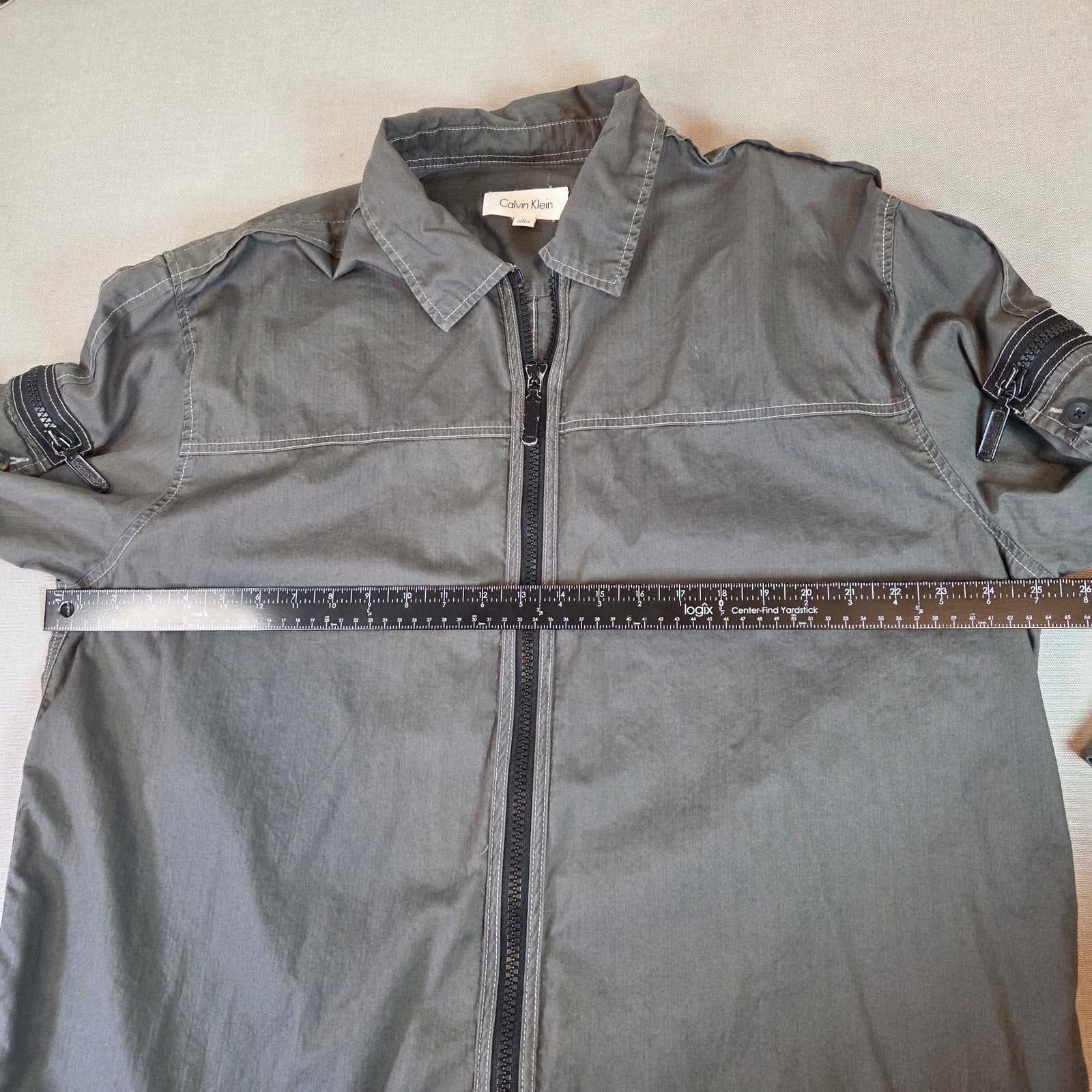 Calvin Klein Full Zip Cotton Jacket Men’s XL Green Lightweight Casual Outerwear