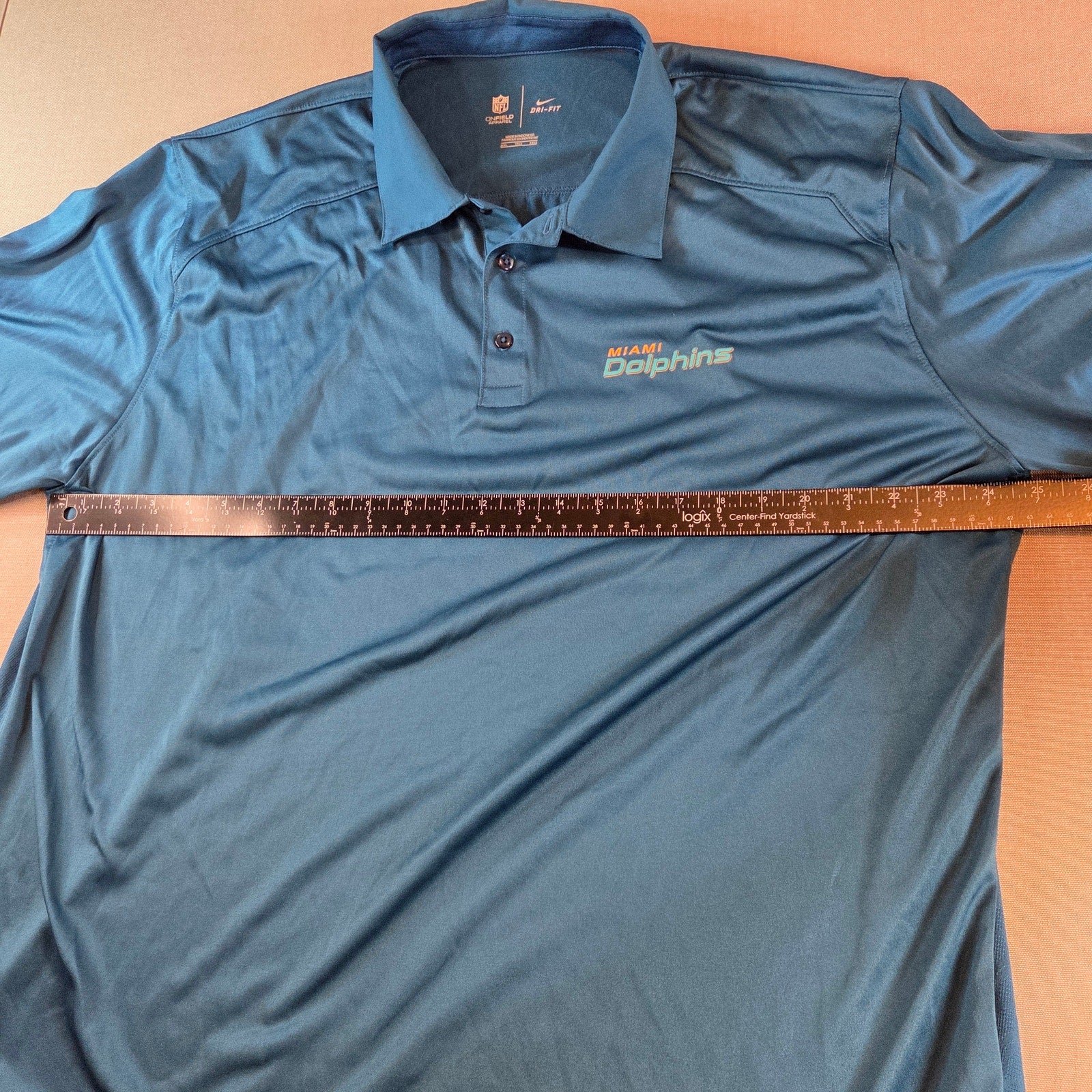 Nike Dri-Fit NFL On Field Miami Dolphins Polo Shirt XXL Aqua Blue