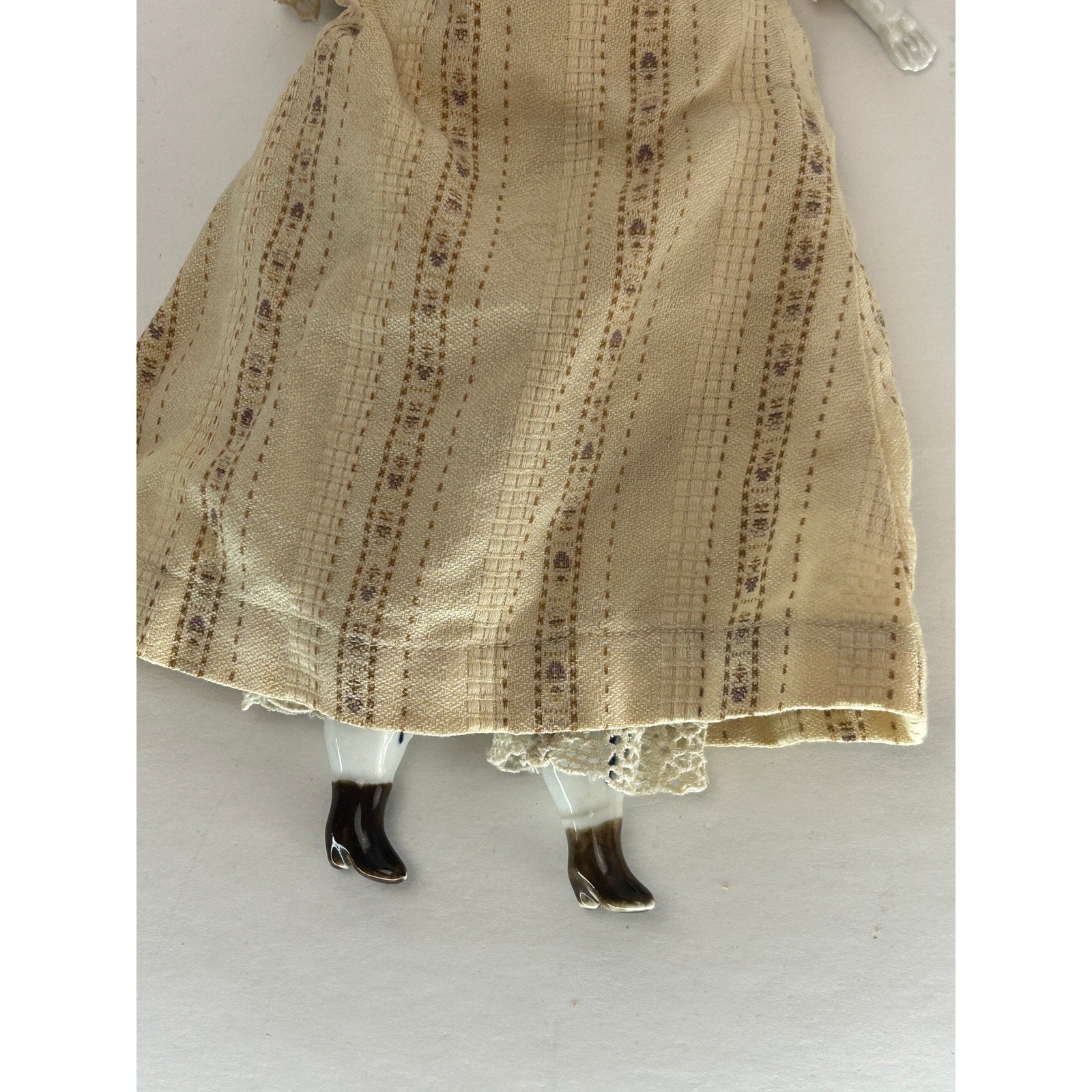 Antique China Head Doll 14 inch Black Hair Original Body and Clothes 1880s