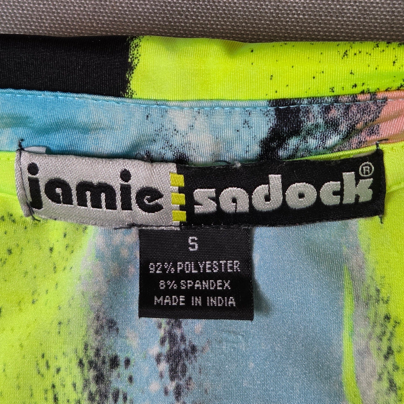 Jamie Sadock Women Small Abstract Zip Golf Polo Shirt Stretch Bright Print