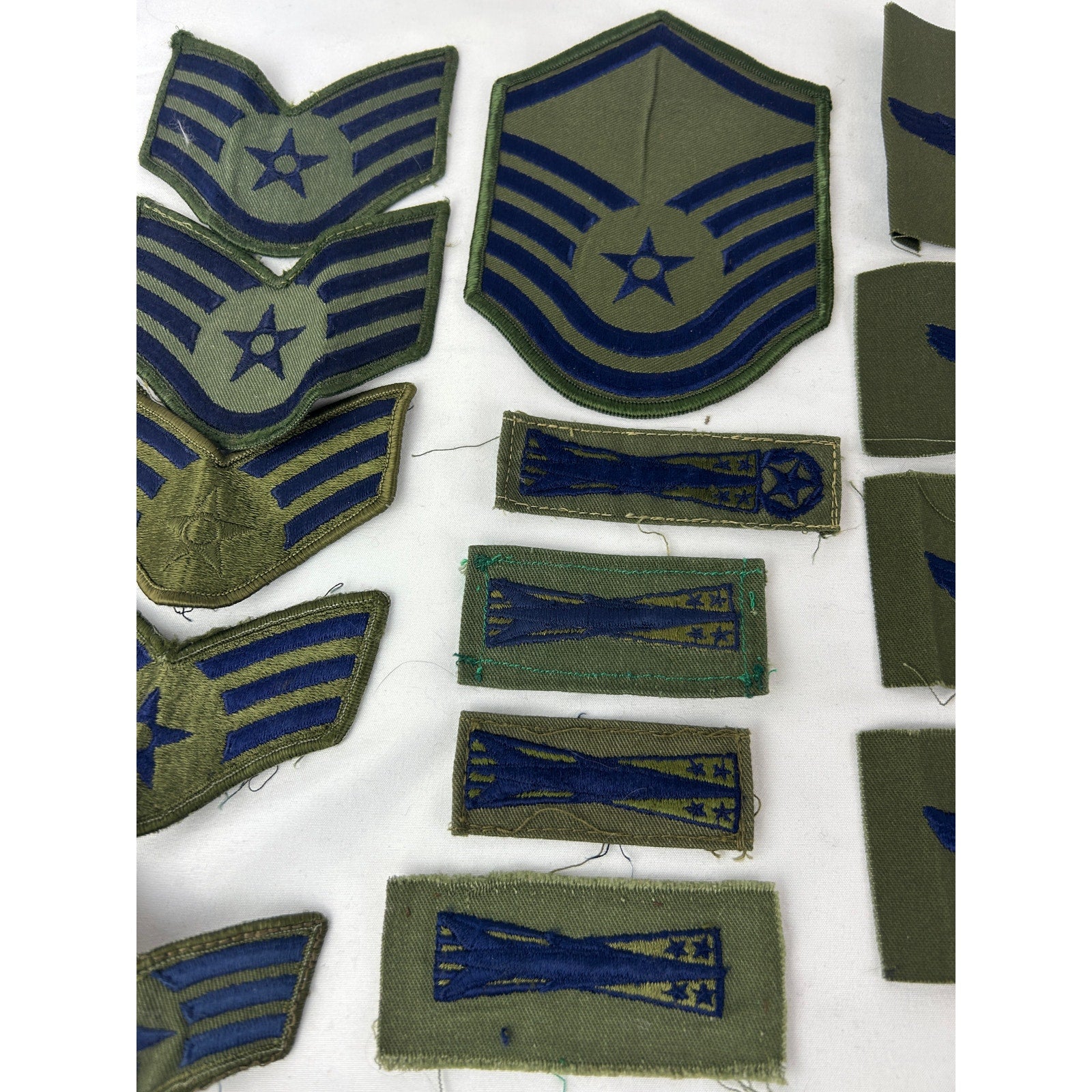 US Air Force Patch Lot Rank Chevrons Wings OD Green 18pcs
