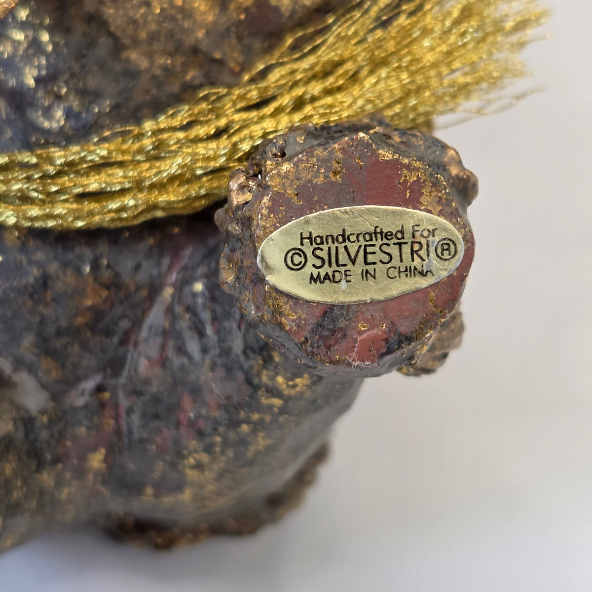 Silvestri Handcrafted Elephant Ornament Resin Jeweled Gold Tassel Decor