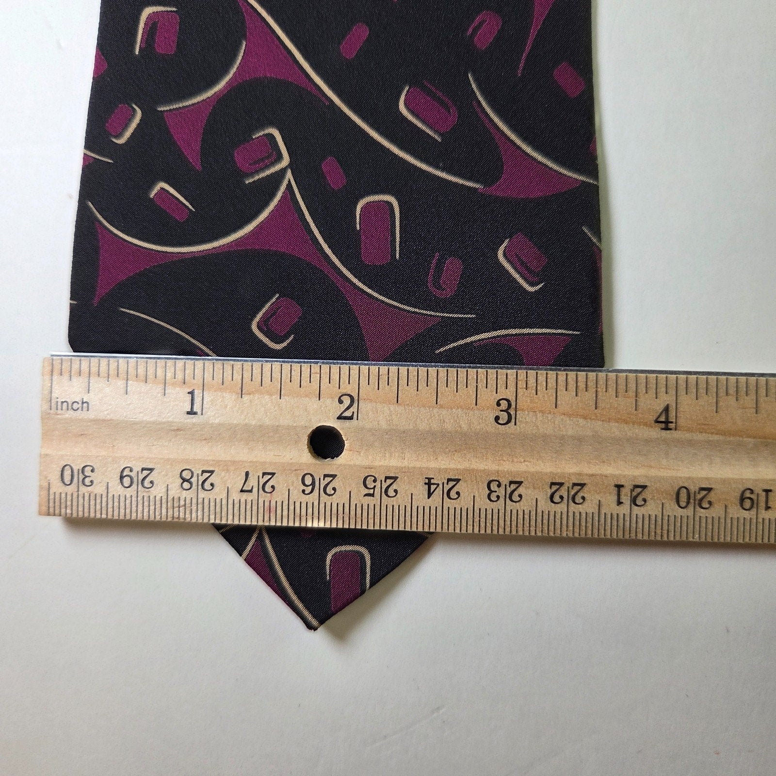 Giorgio Armani Silk Tie Black Purple Tan Geometric Abstract Italy 58x3.25